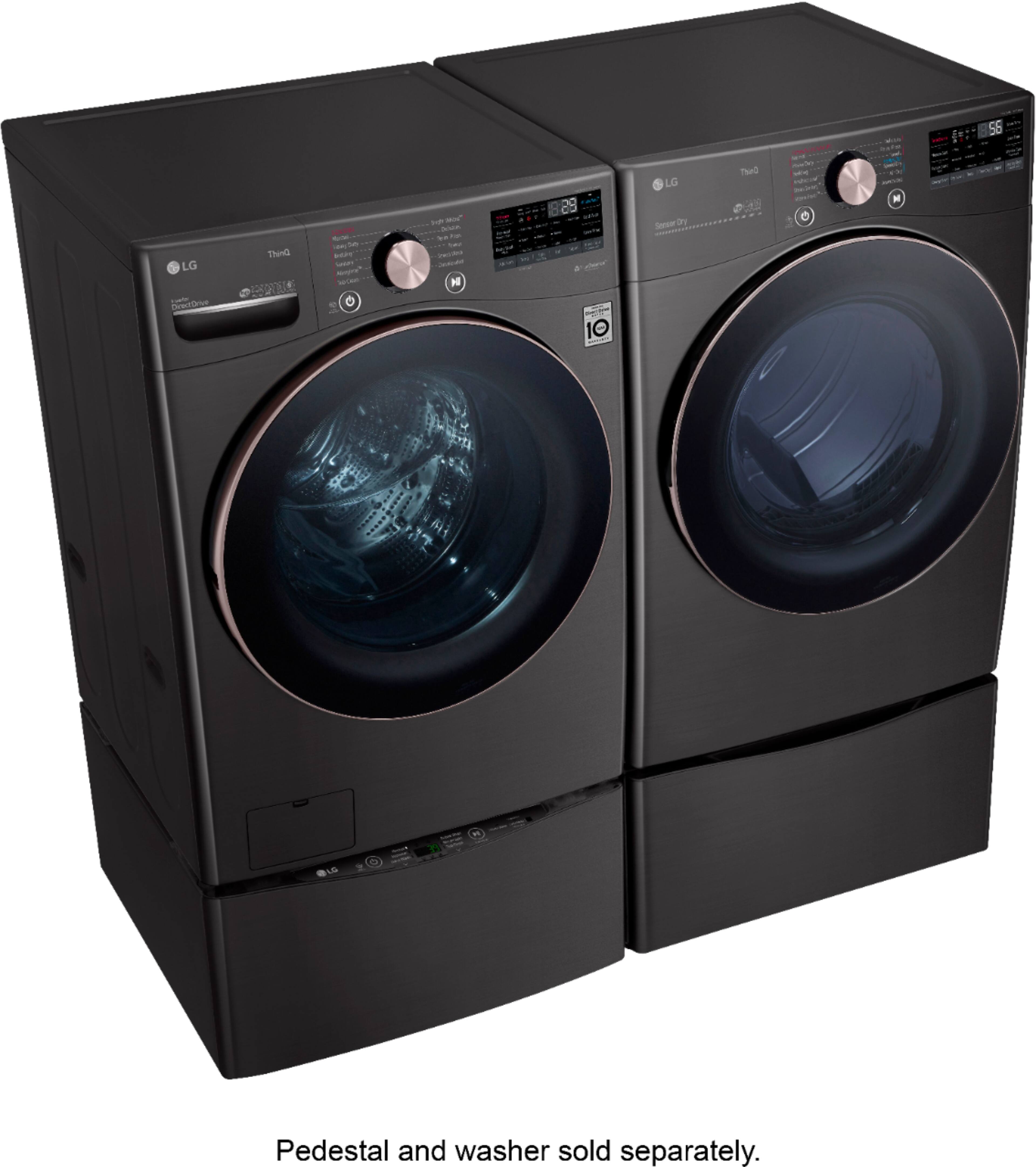 Alt View 19. LG - 7.4 Cu. Ft. Stackable Smart Gas Dryer with Steam and Built-In Intelligence - Black steel.
