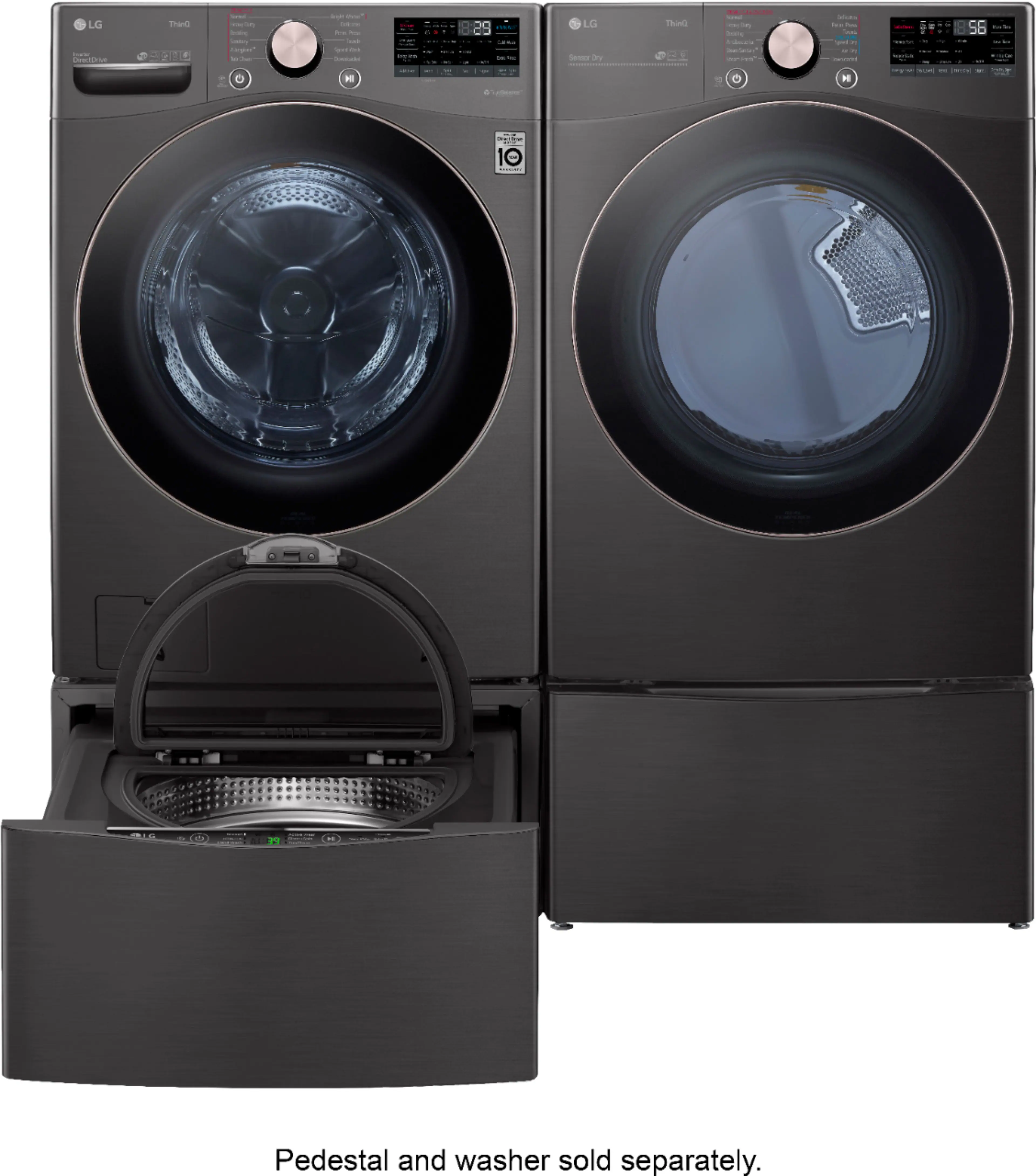Alt View 21. LG - 7.4 Cu. Ft. Stackable Smart Gas Dryer with Steam and Built-In Intelligence - Black steel.