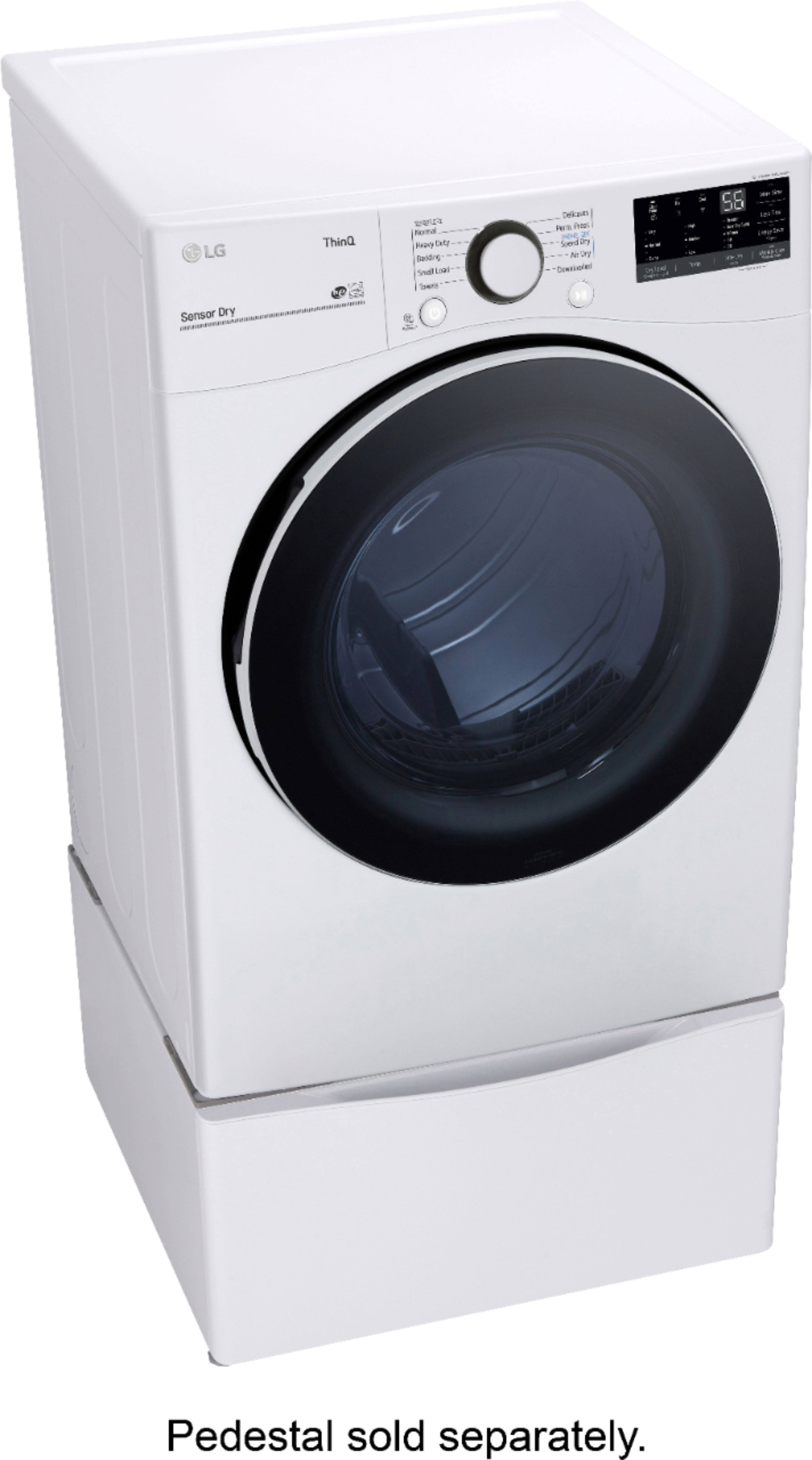 Left. LG - 7.4 Cu. Ft. Stackable Smart Gas Dryer with Built-In Intelligence - White.