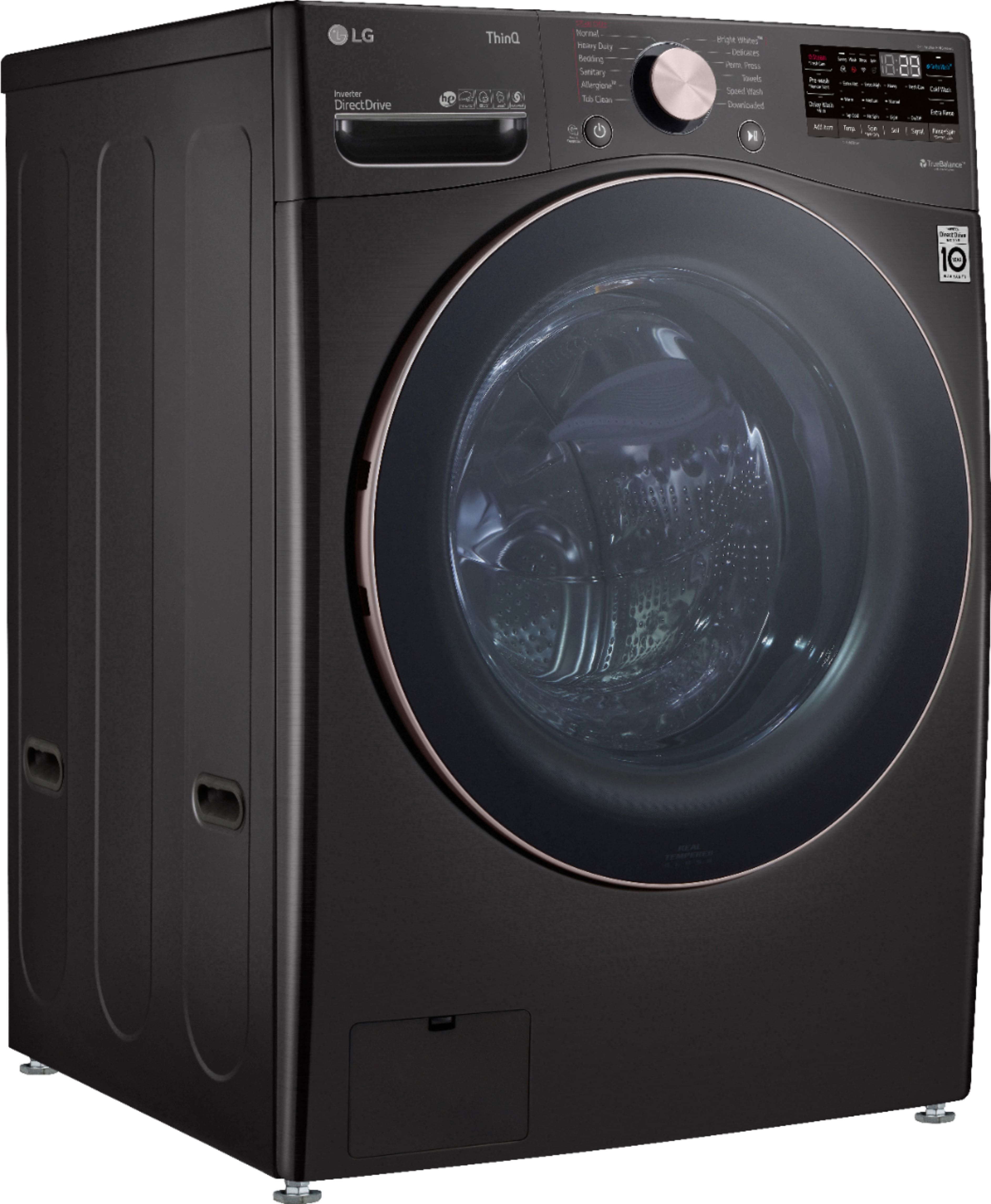 Alt View 1. LG - 4.5 Cu. Ft. High-Efficiency Stackable Smart Front Load Washer with Steam and Built-In Intelligence - Black Steel.