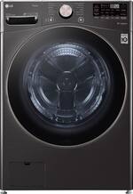 LG - 4.5 Cu. Ft. High Efficiency Stackable Smart Front-Load Washer with Steam and Built-In Intelligence - Black Steel - Front_Standard