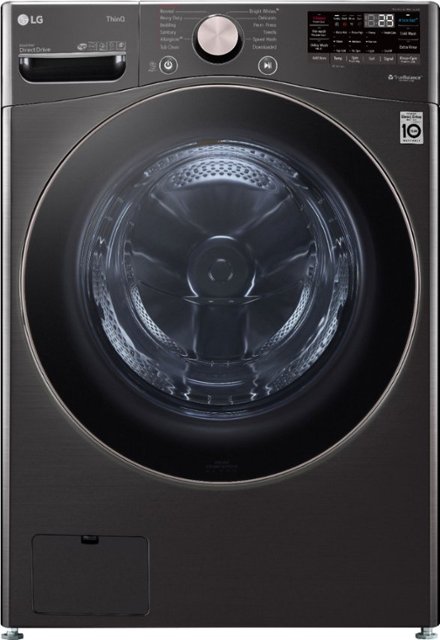 Front Zoom. LG - 4.5 Cu. Ft. High Efficiency Stackable Smart Front-Load Washer with Steam and Built-In Intelligence - Black steel.