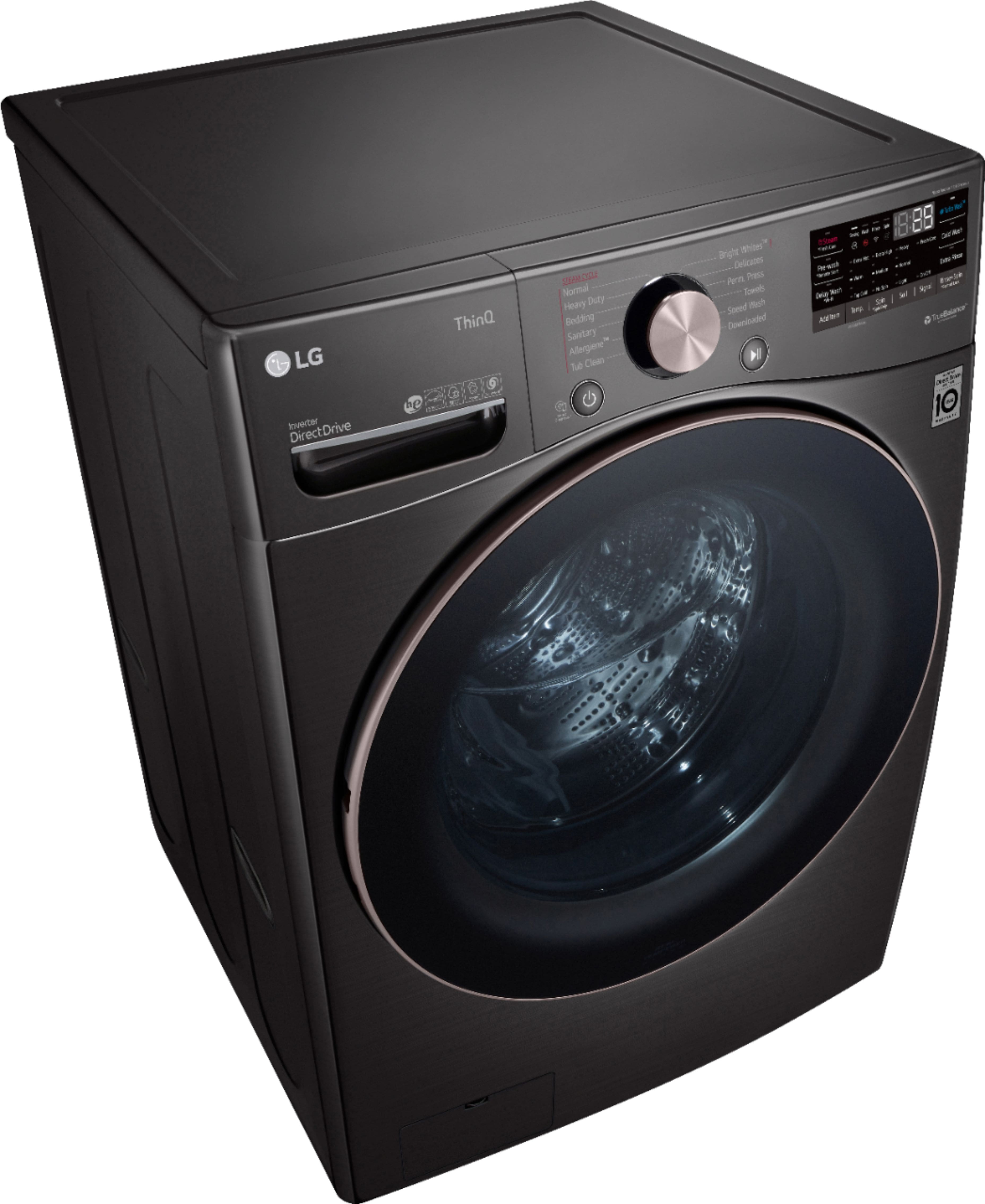 Alt View 15. LG - 4.5 Cu. Ft. High-Efficiency Stackable Smart Front Load Washer with Steam and Built-In Intelligence - Black Steel.