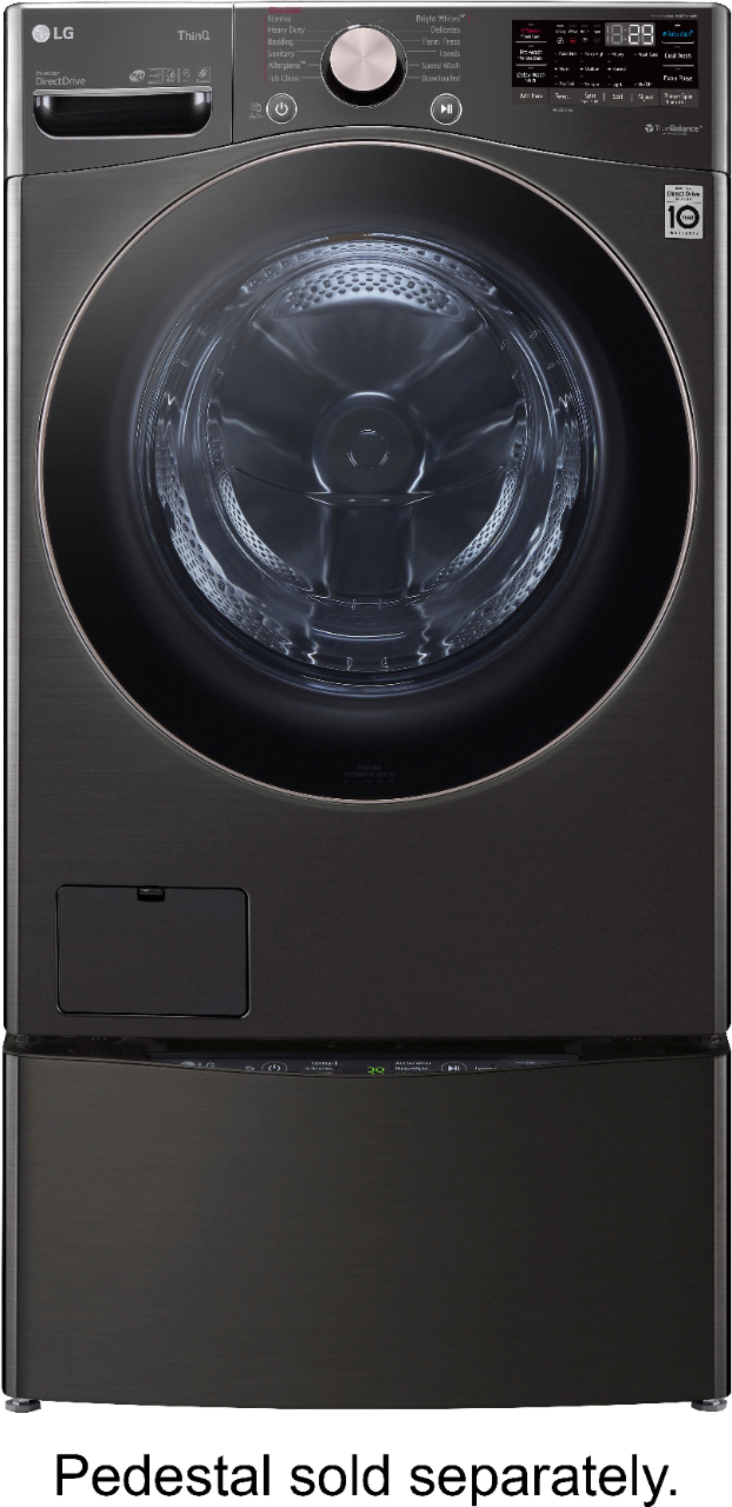 Alt View 19. LG - 4.5 Cu. Ft. High-Efficiency Stackable Smart Front Load Washer with Steam and Built-In Intelligence - Black Steel.