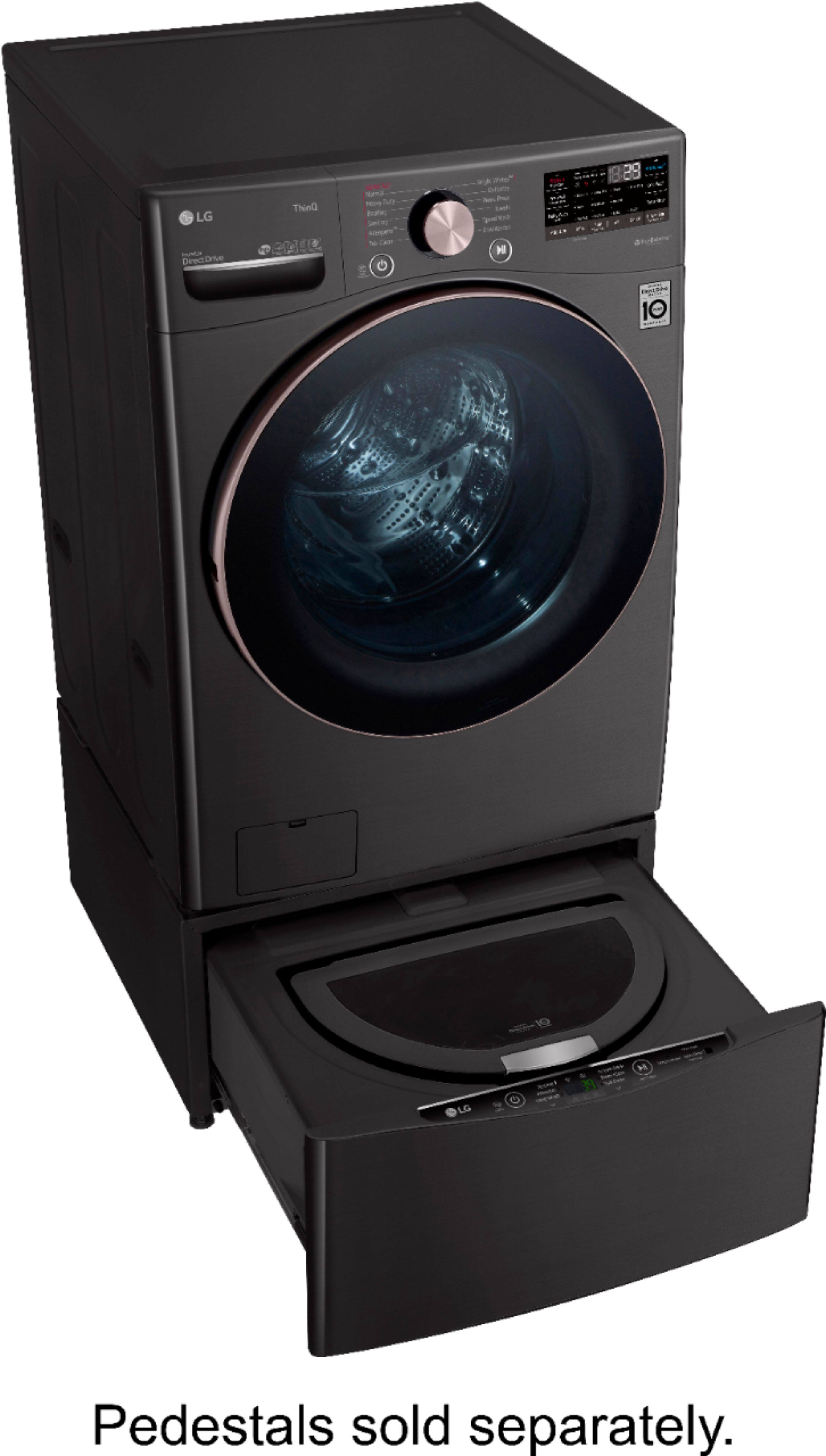 Alt View 20. LG - 4.5 Cu. Ft. High-Efficiency Stackable Smart Front Load Washer with Steam and Built-In Intelligence - Black Steel.