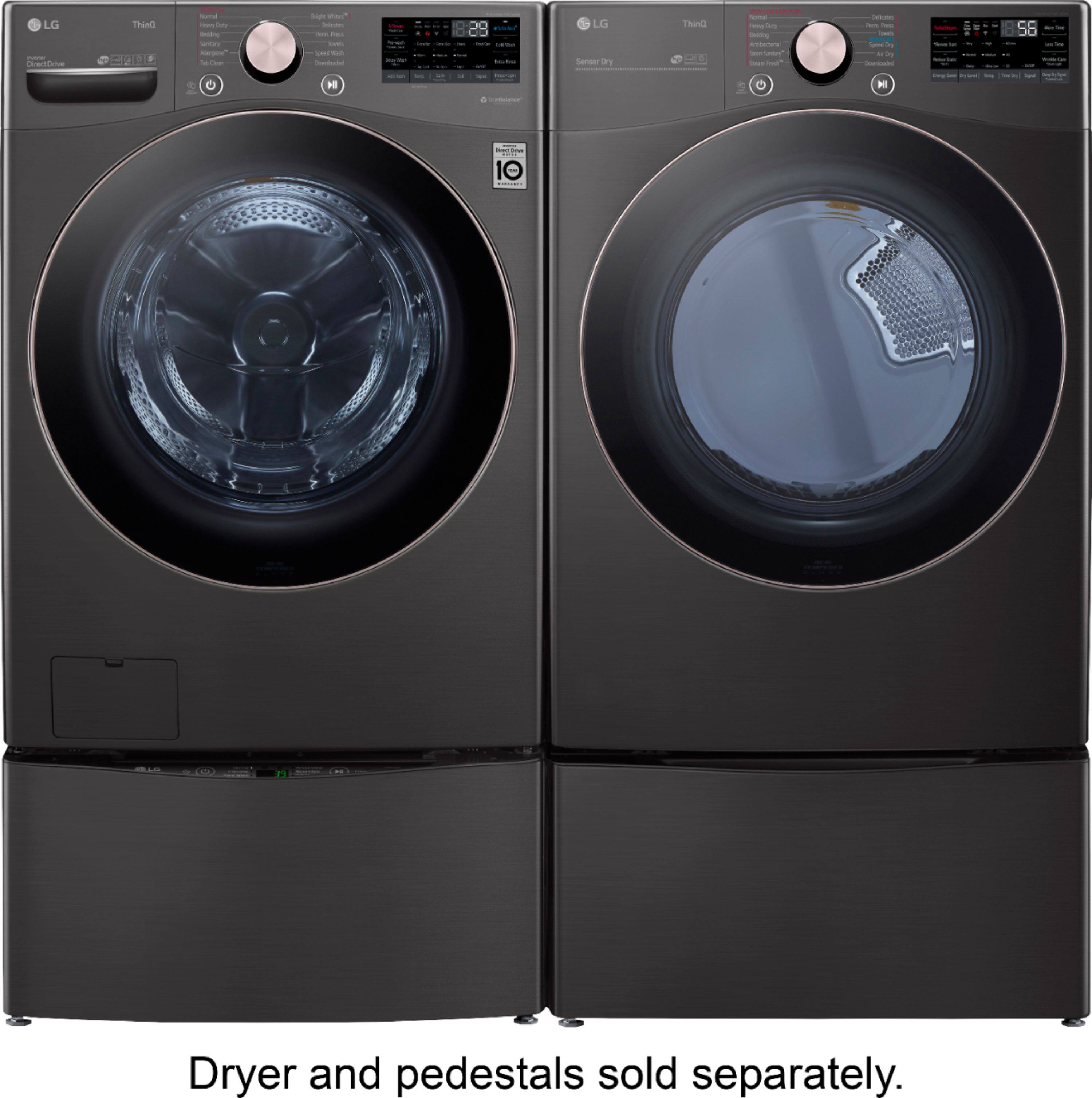 Alt View 23. LG - 4.5 Cu. Ft. High-Efficiency Stackable Smart Front Load Washer with Steam and Built-In Intelligence - Black Steel.