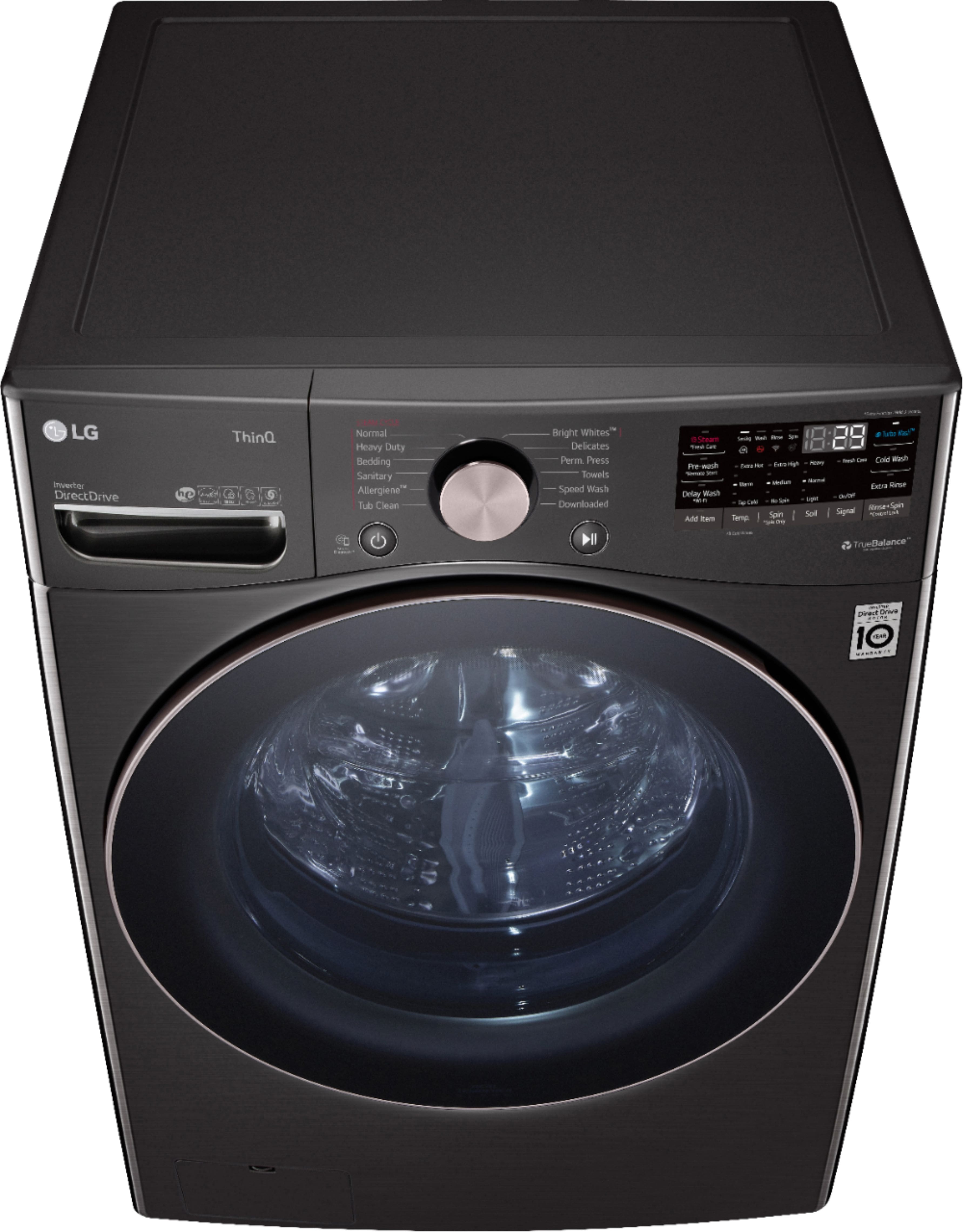 Alt View 5. LG - 4.5 Cu. Ft. High-Efficiency Stackable Smart Front Load Washer with Steam and Built-In Intelligence - Black Steel.