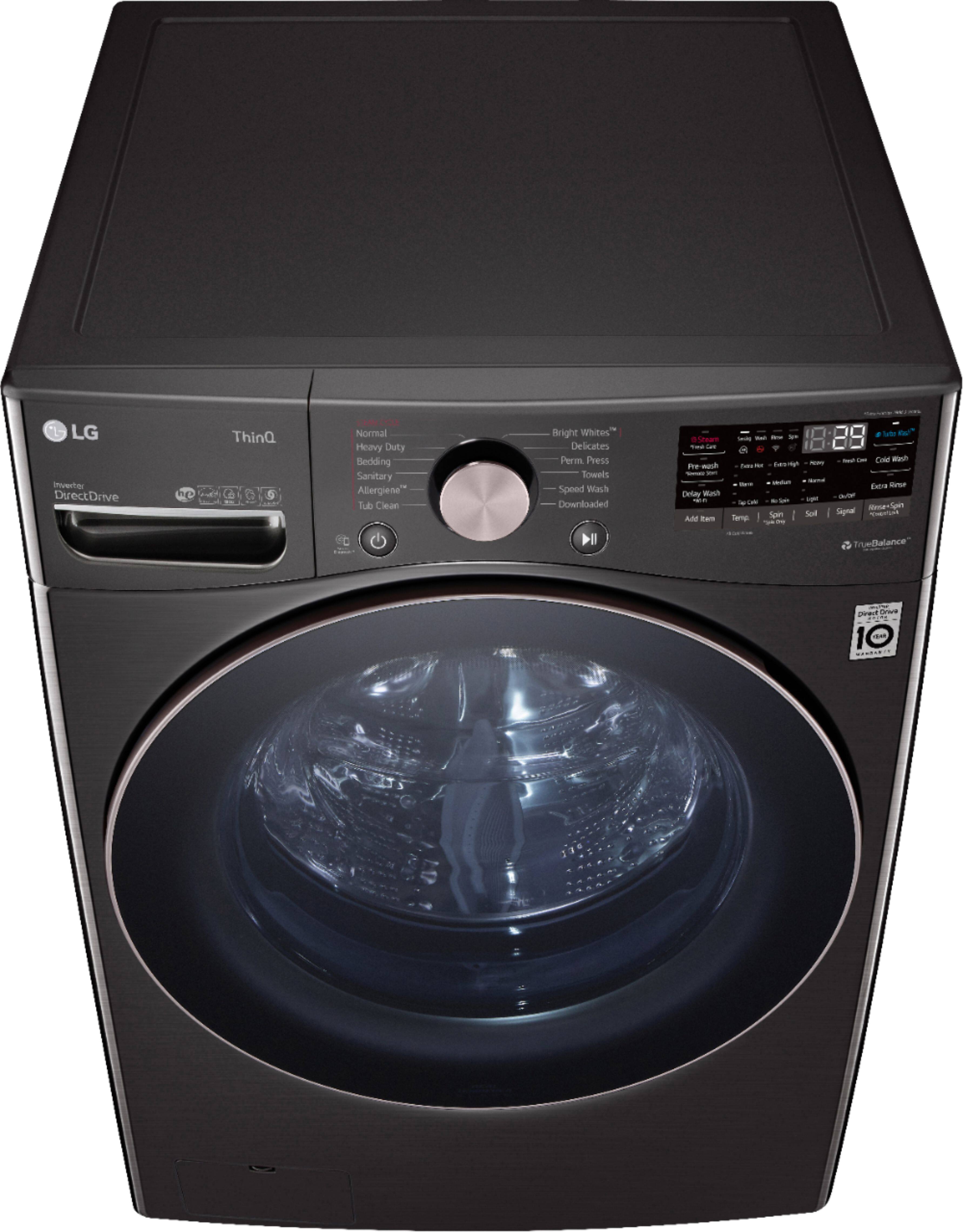 Alt View 5. LG - 4.5 Cu. Ft. High-Efficiency Stackable Smart Front Load Washer with Steam and Built-In Intelligence - Black Steel.