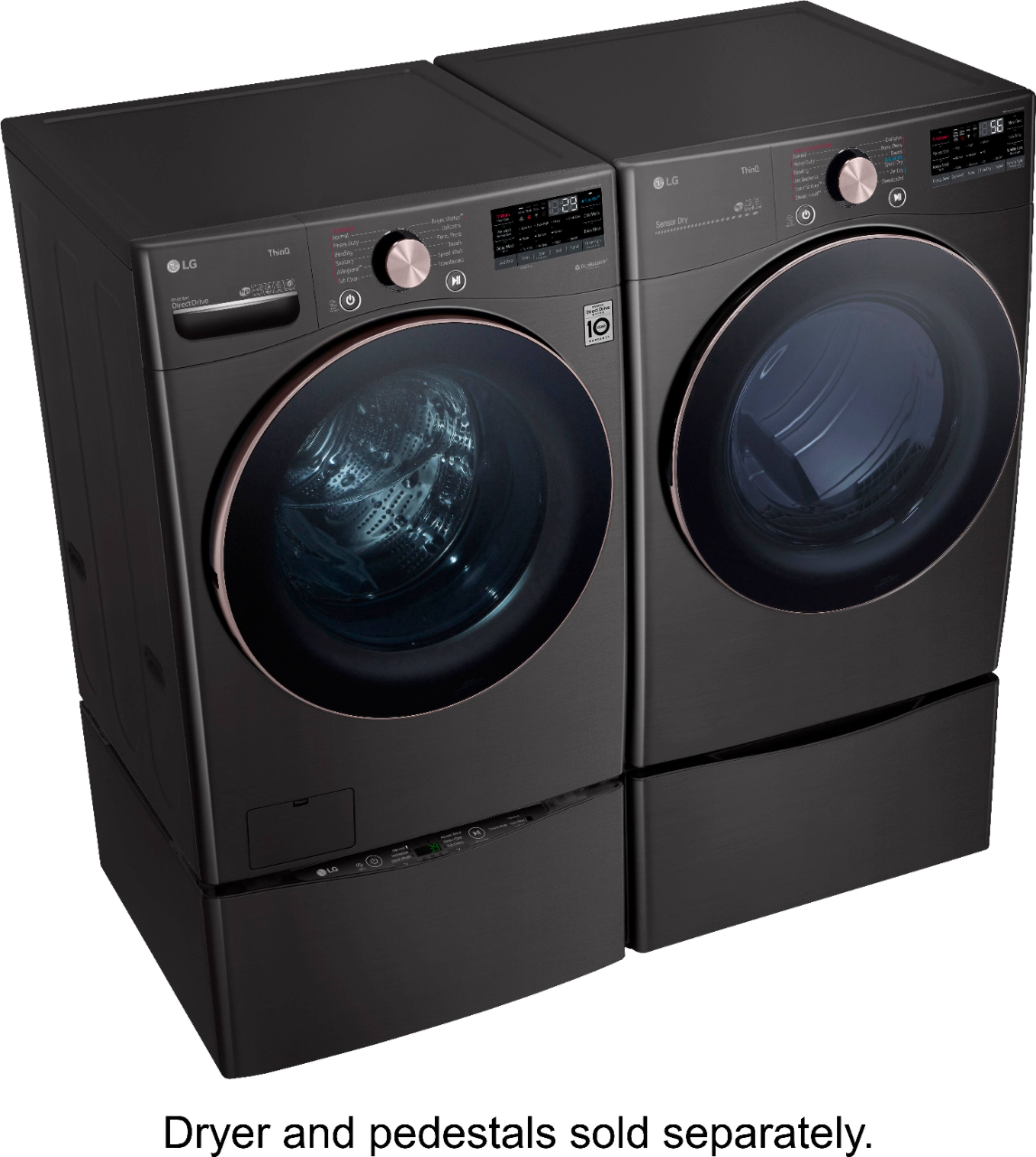 Alt View 24. LG - 4.5 Cu. Ft. High-Efficiency Stackable Smart Front Load Washer with Steam and Built-In Intelligence - Black Steel.