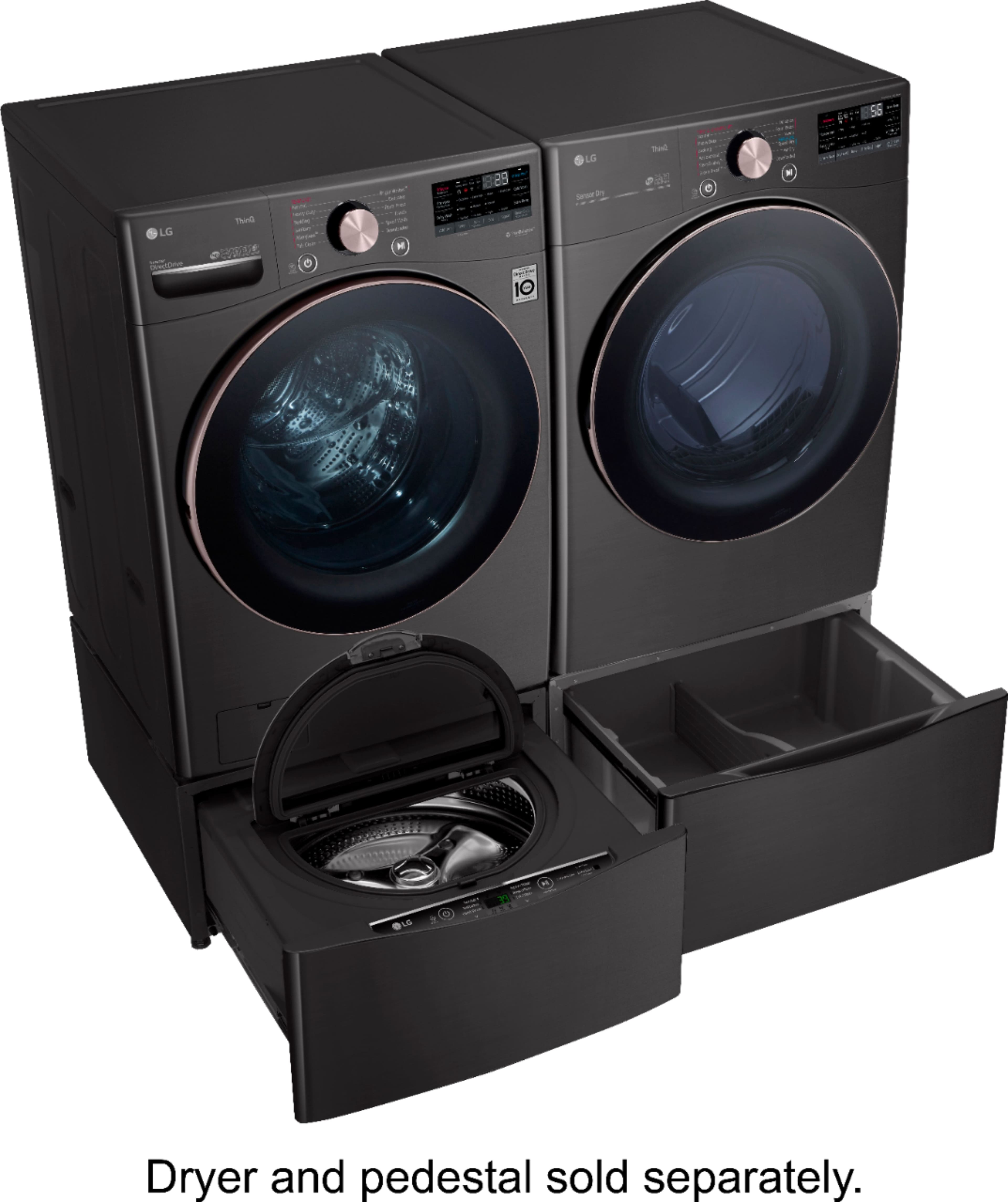 Alt View 25. LG - 4.5 Cu. Ft. High-Efficiency Stackable Smart Front Load Washer with Steam and Built-In Intelligence - Black Steel.