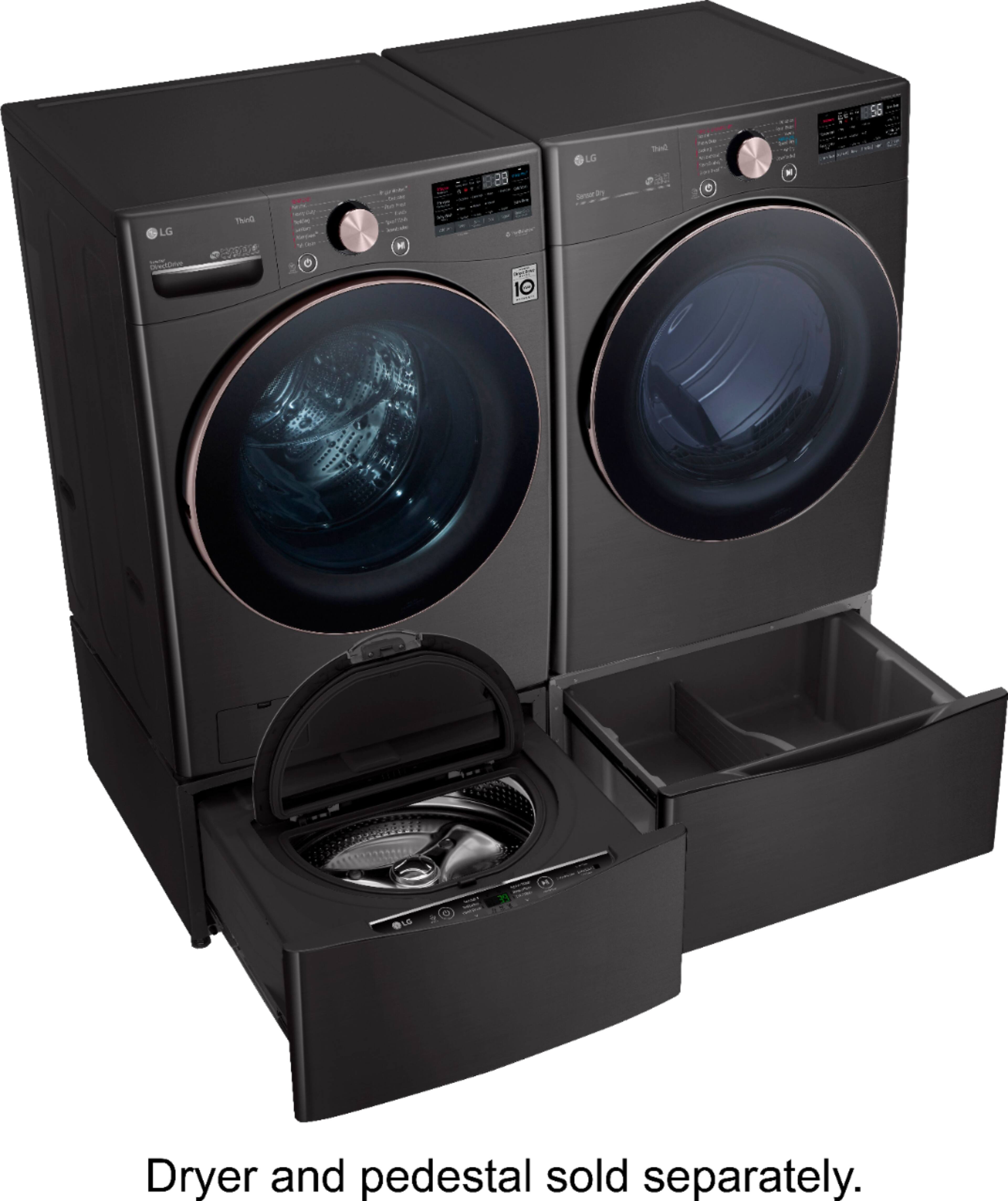 Alt View 25. LG - 4.5 Cu. Ft. High-Efficiency Stackable Smart Front Load Washer with Steam and Built-In Intelligence - Black Steel.