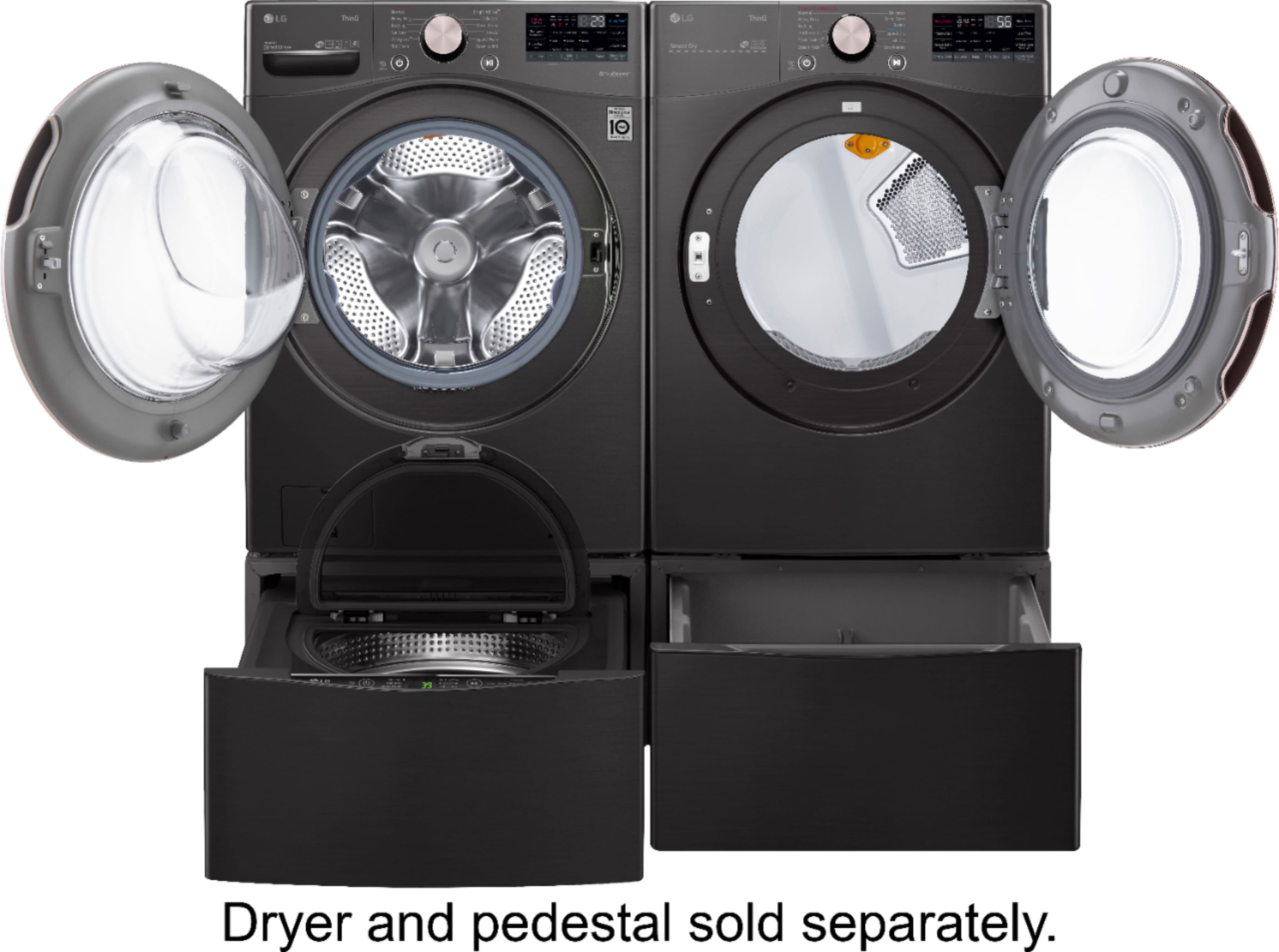 Alt View 26. LG - 4.5 Cu. Ft. High-Efficiency Stackable Smart Front Load Washer with Steam and Built-In Intelligence - Black Steel.