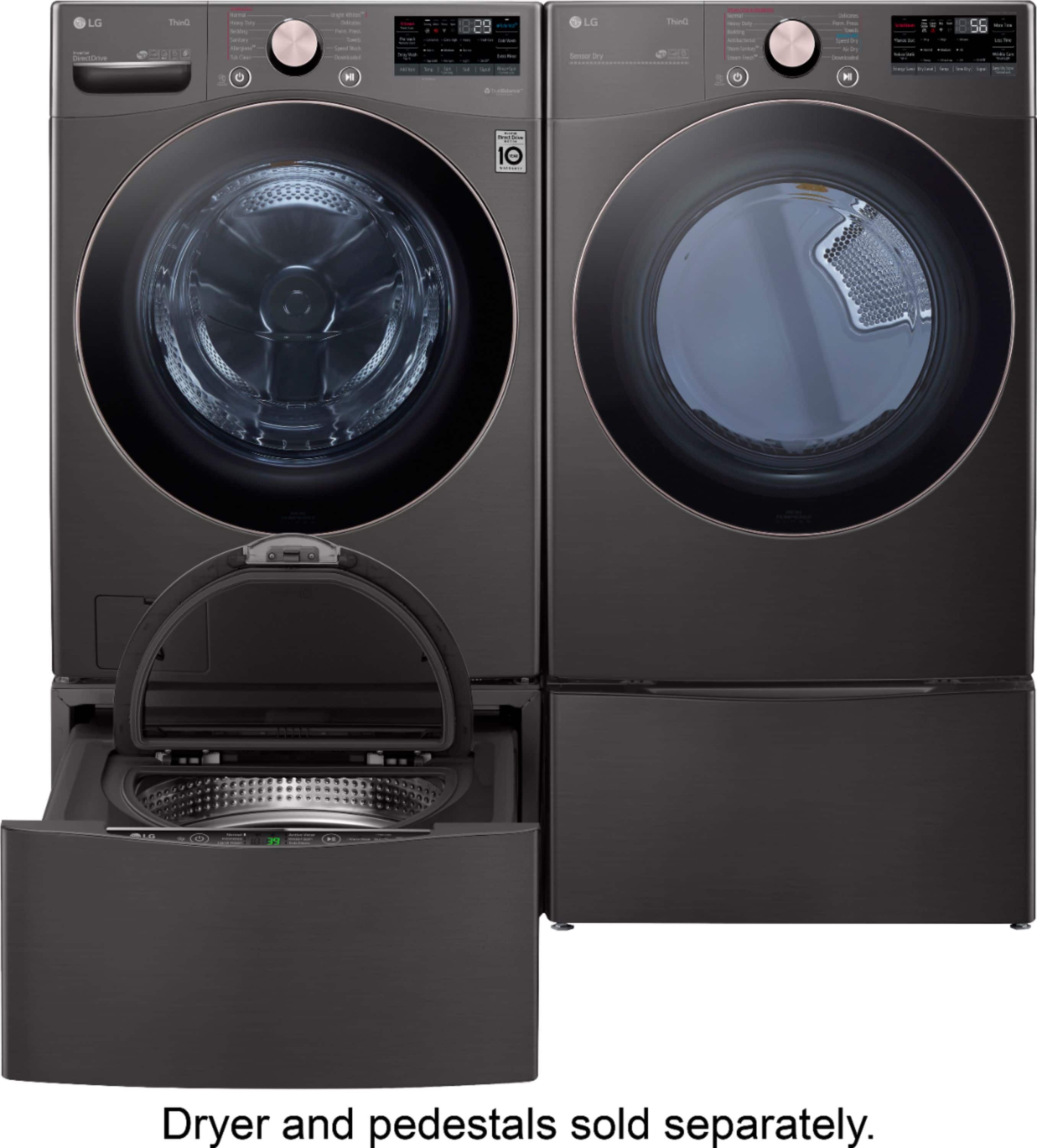 Alt View 27. LG - 4.5 Cu. Ft. High-Efficiency Stackable Smart Front Load Washer with Steam and Built-In Intelligence - Black Steel.