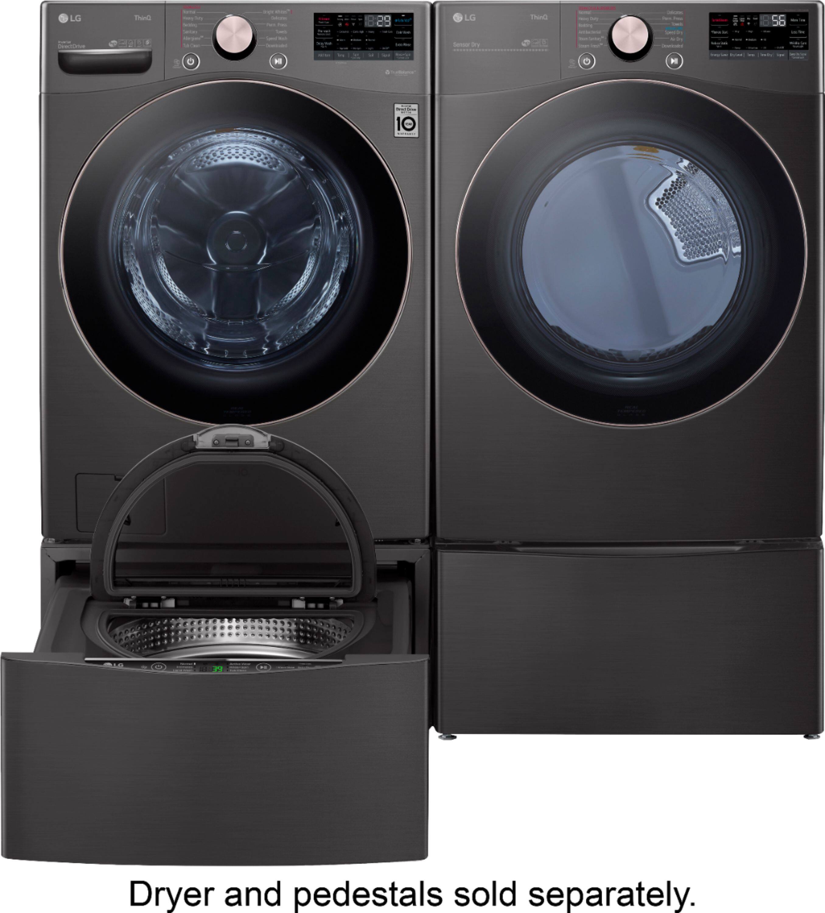 Alt View 27. LG - 4.5 Cu. Ft. High-Efficiency Stackable Smart Front Load Washer with Steam and Built-In Intelligence - Black Steel.