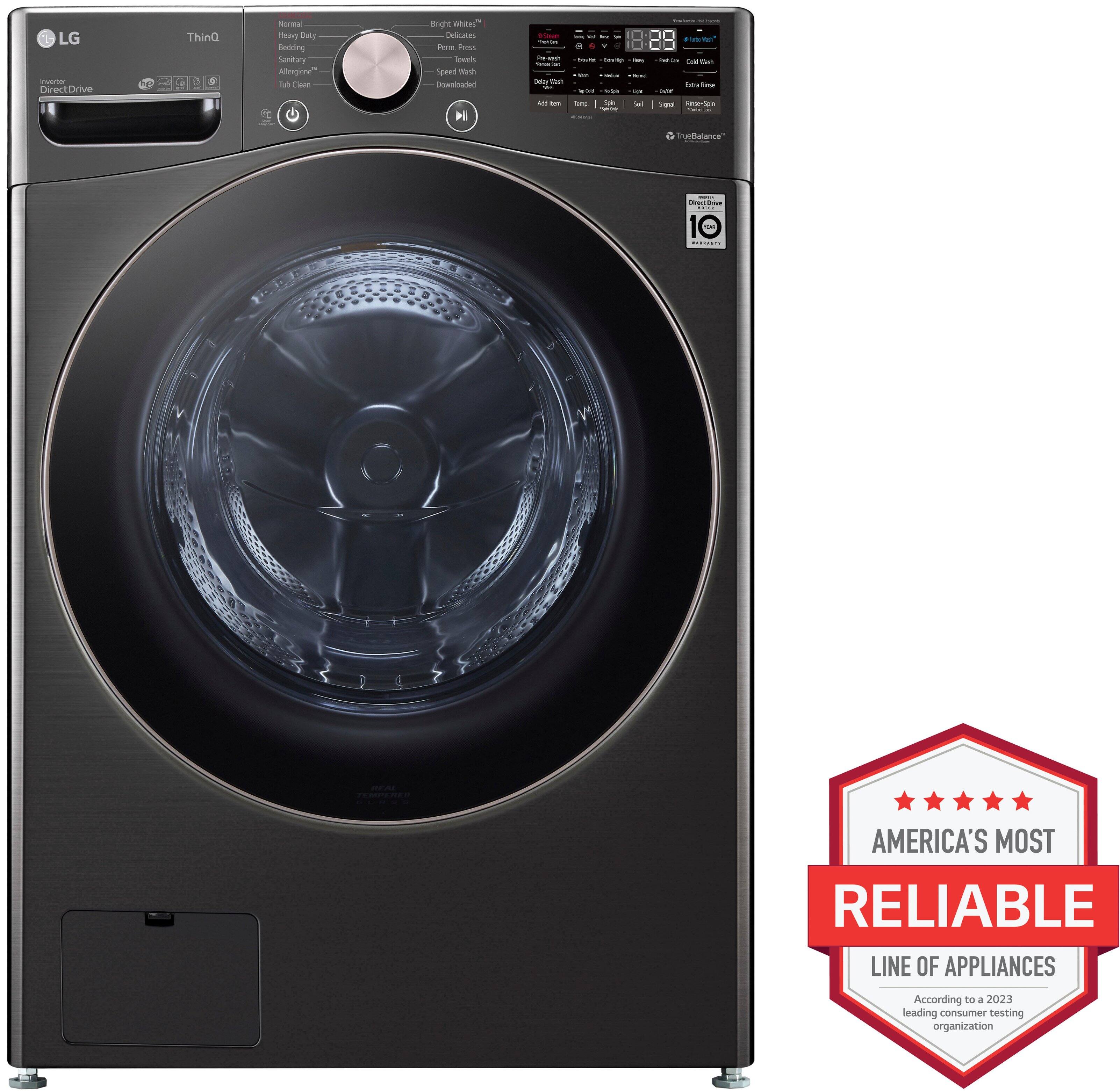 LG 4.5 Cu. Ft. High Efficiency Stackable Smart Front Load Washer with