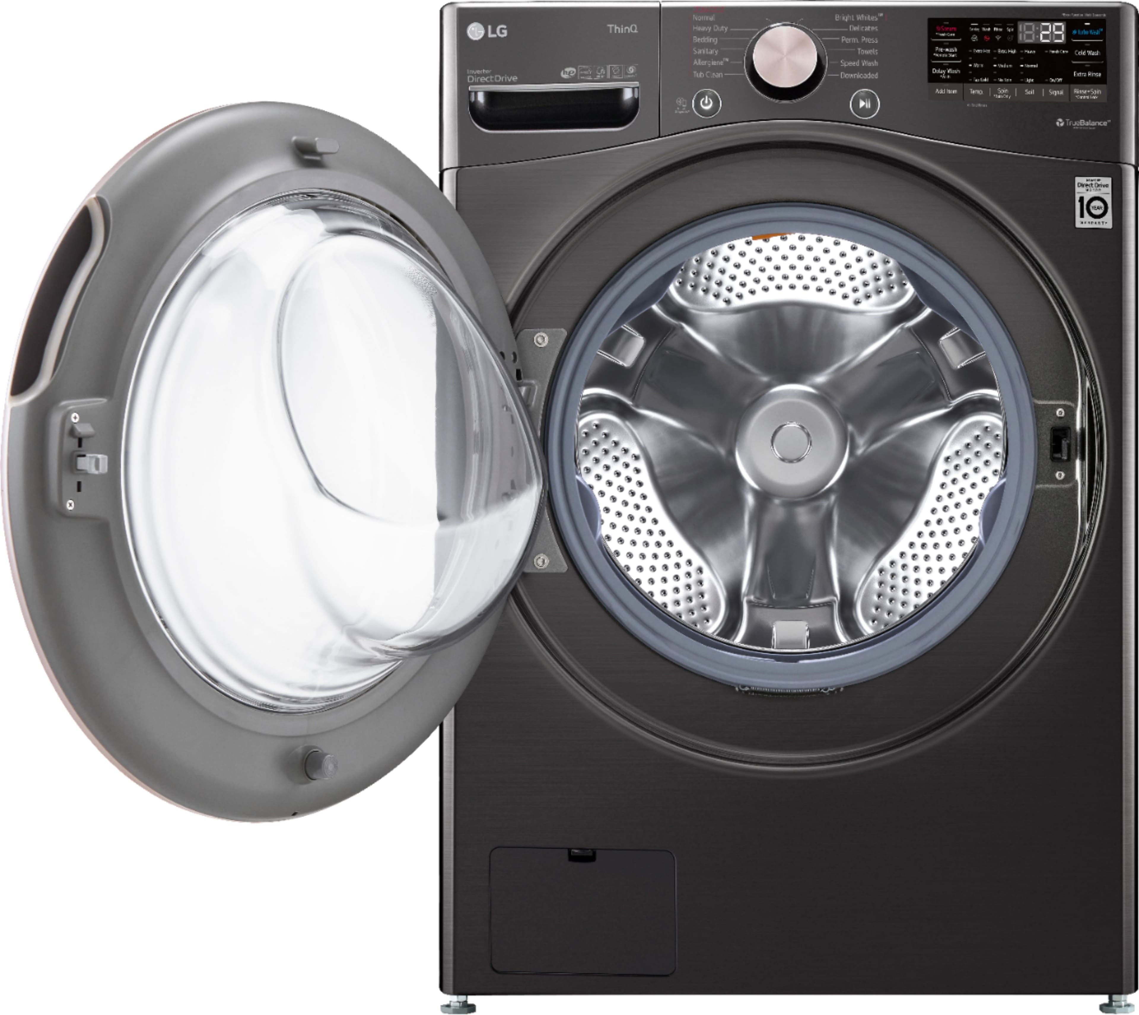 Alt View 6. LG - 4.5 Cu. Ft. High-Efficiency Stackable Smart Front Load Washer with Steam and Built-In Intelligence - Black Steel.