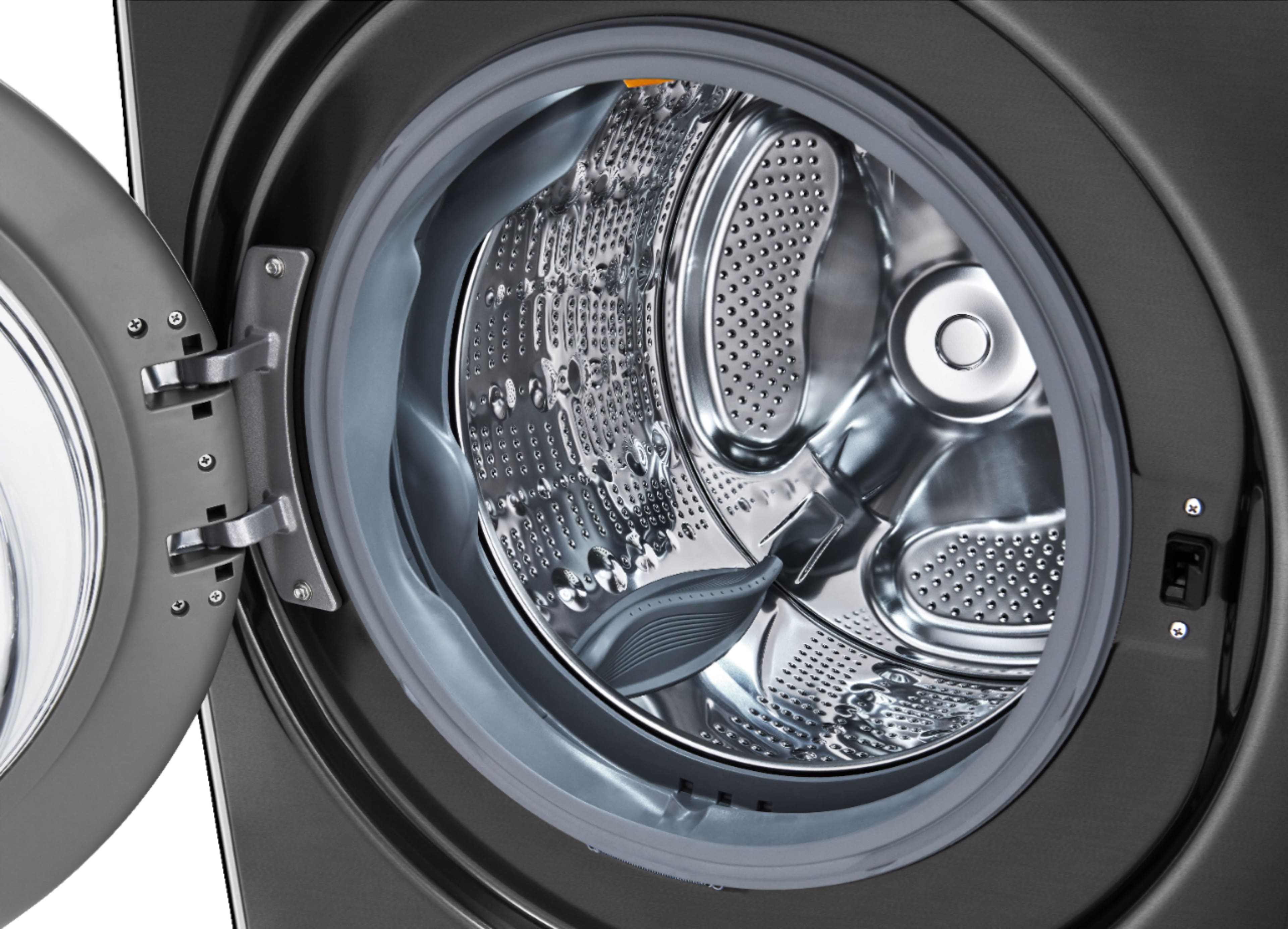 Alt View 11. LG - 4.5 Cu. Ft. High-Efficiency Stackable Smart Front Load Washer with Steam and Built-In Intelligence - Black Steel.