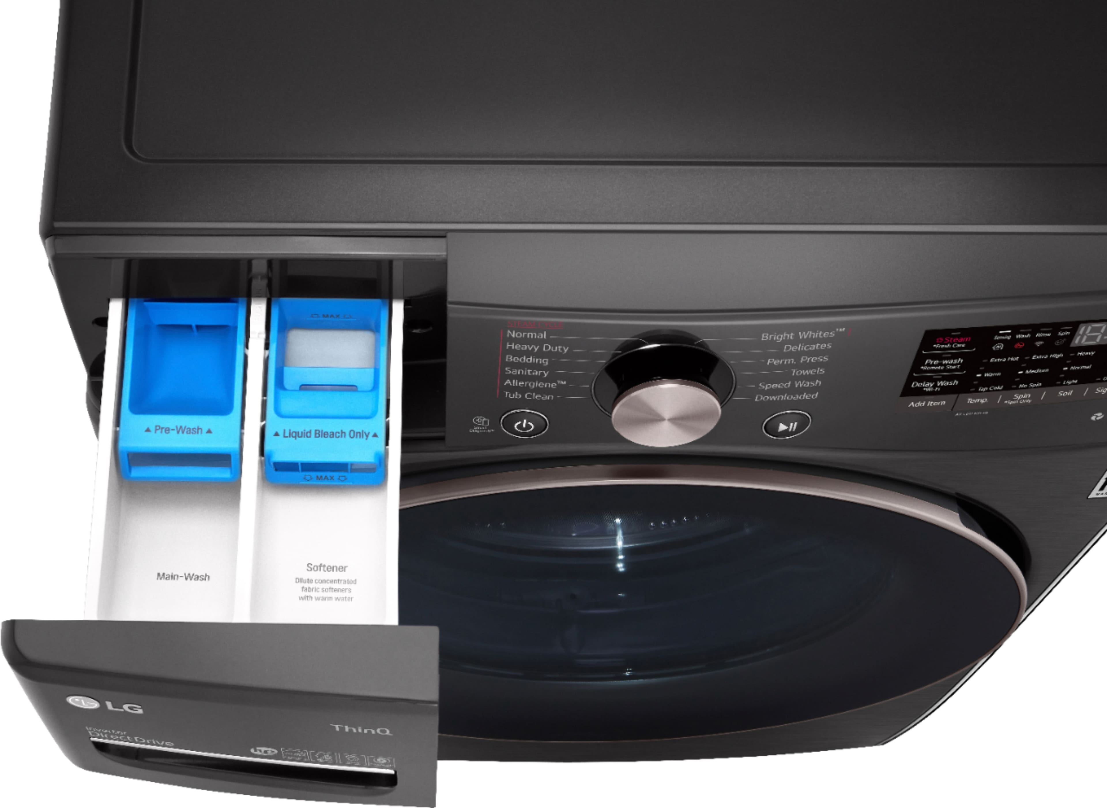 Alt View 12. LG - 4.5 Cu. Ft. High-Efficiency Stackable Smart Front Load Washer with Steam and Built-In Intelligence - Black Steel.