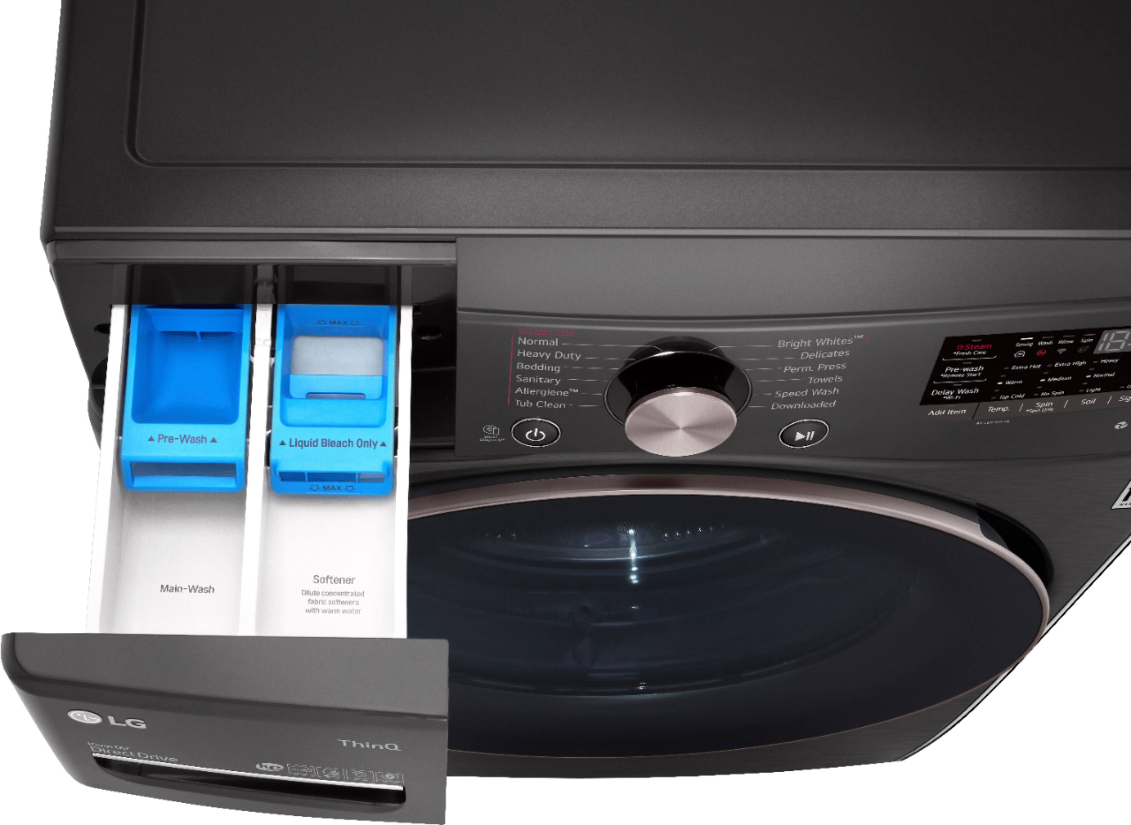 Alt View 12. LG - 4.5 Cu. Ft. High-Efficiency Stackable Smart Front Load Washer with Steam and Built-In Intelligence - Black Steel.