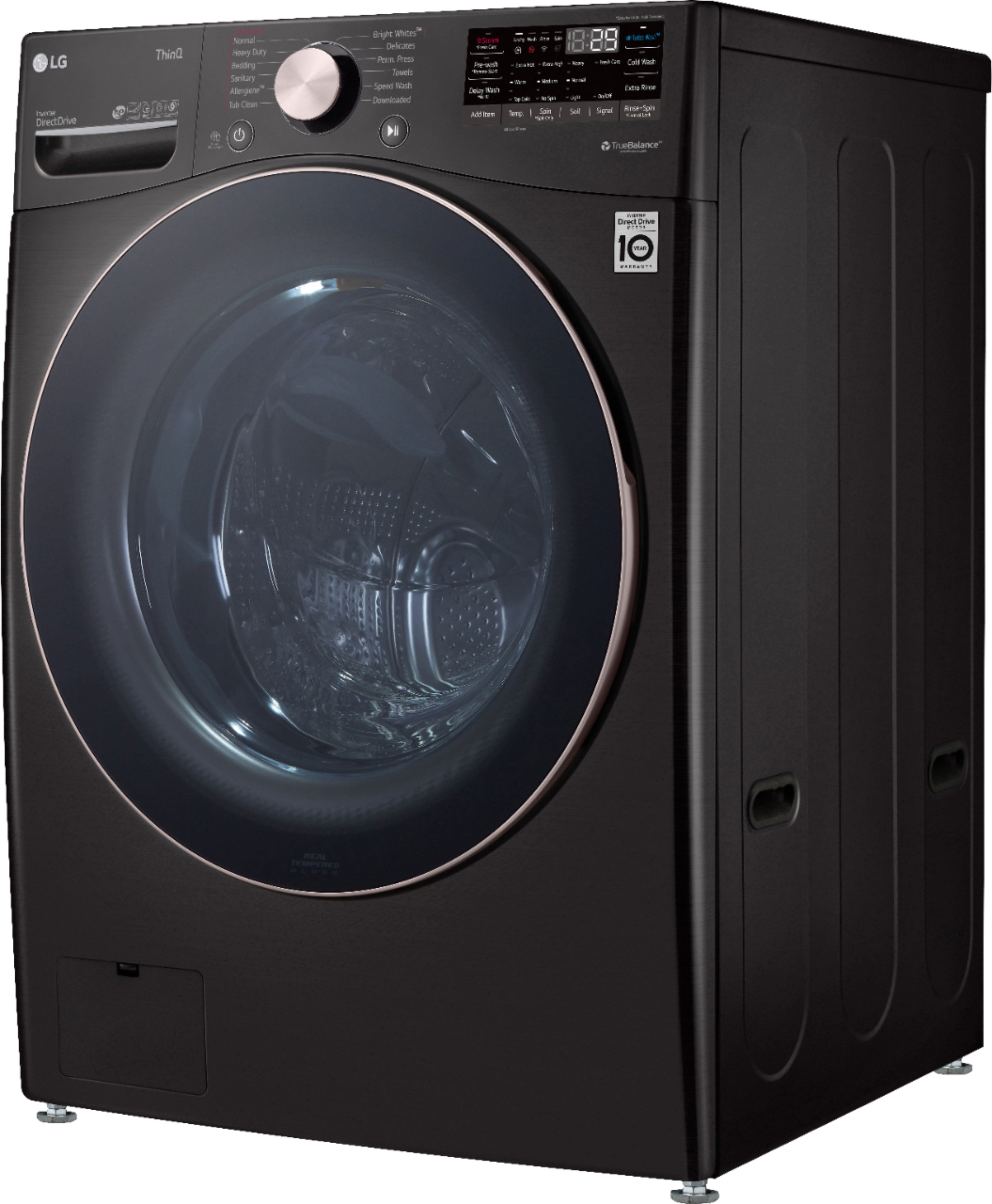 Alt View 4. LG - 4.5 Cu. Ft. High-Efficiency Stackable Smart Front Load Washer with Steam and Built-In Intelligence - Black Steel.