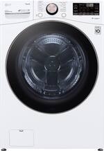 LG - 4.5 Cu. Ft. High Efficiency Stackable Smart Front-Load Washer with Steam and Built-In Intelligence - White - Front_Standard