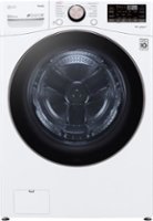 LG - 4.5 Cu. Ft. High Efficiency Stackable Smart Front-Load Washer with Steam and Built-In Intelligence - White - Front_Zoom