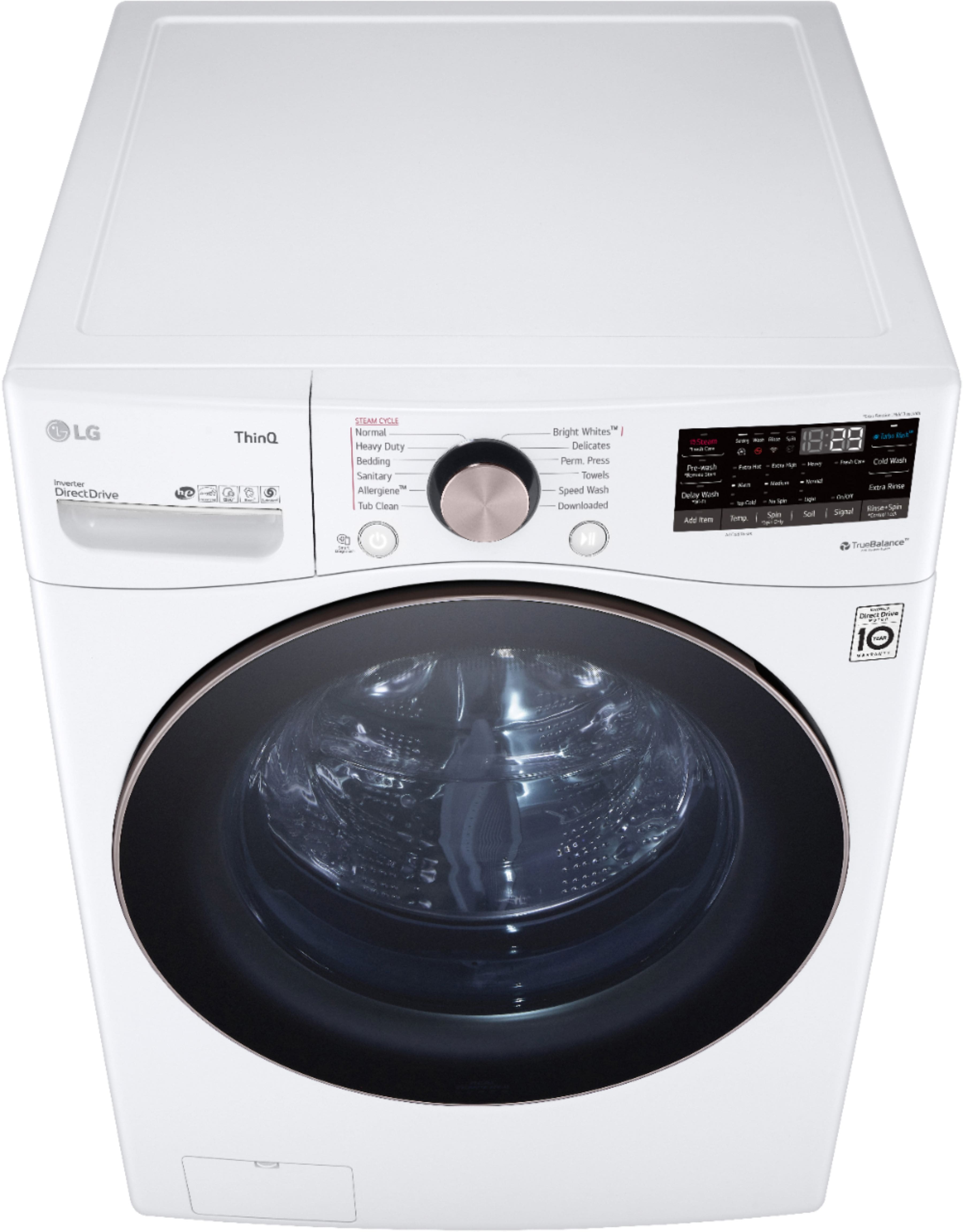 Alt View 15. LG - 4.5 Cu. Ft. High-Efficiency Stackable Smart Front Load Washer with Steam and Built-In Intelligence - White.