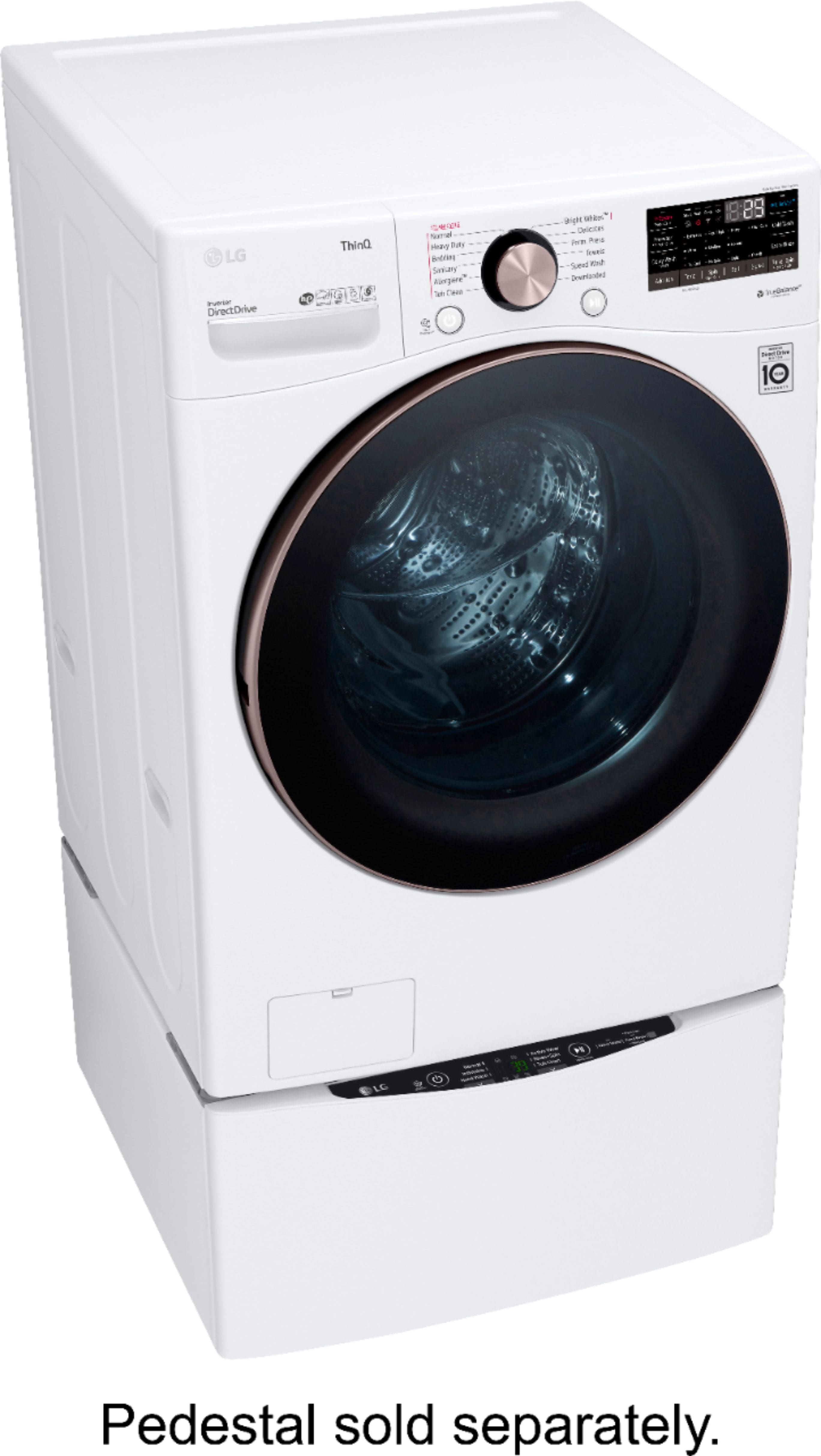 Alt View 22. LG - 4.5 Cu. Ft. High-Efficiency Stackable Smart Front Load Washer with Steam and Built-In Intelligence - White.