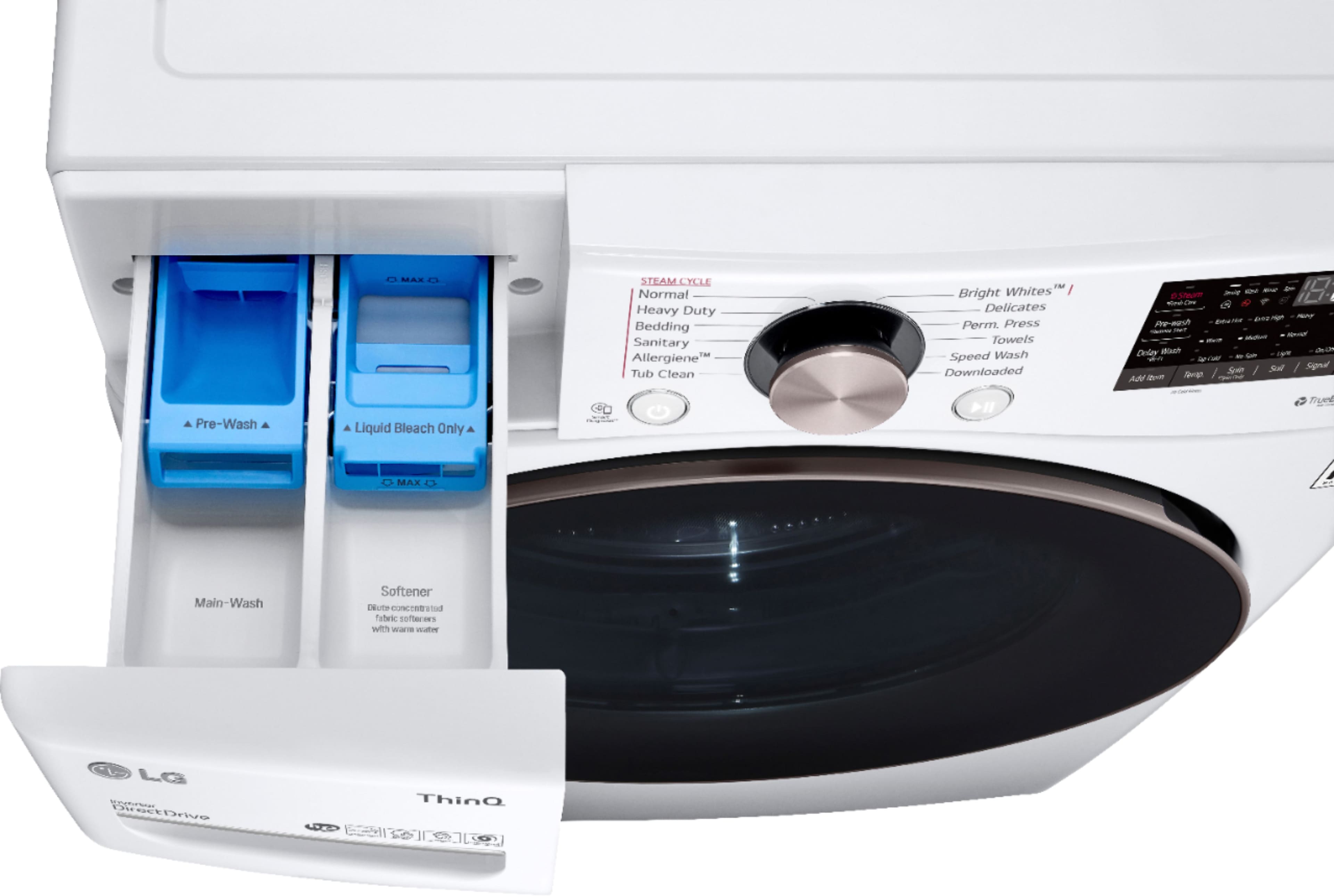 Alt View 5. LG - 4.5 Cu. Ft. High-Efficiency Stackable Smart Front Load Washer with Steam and Built-In Intelligence - White.