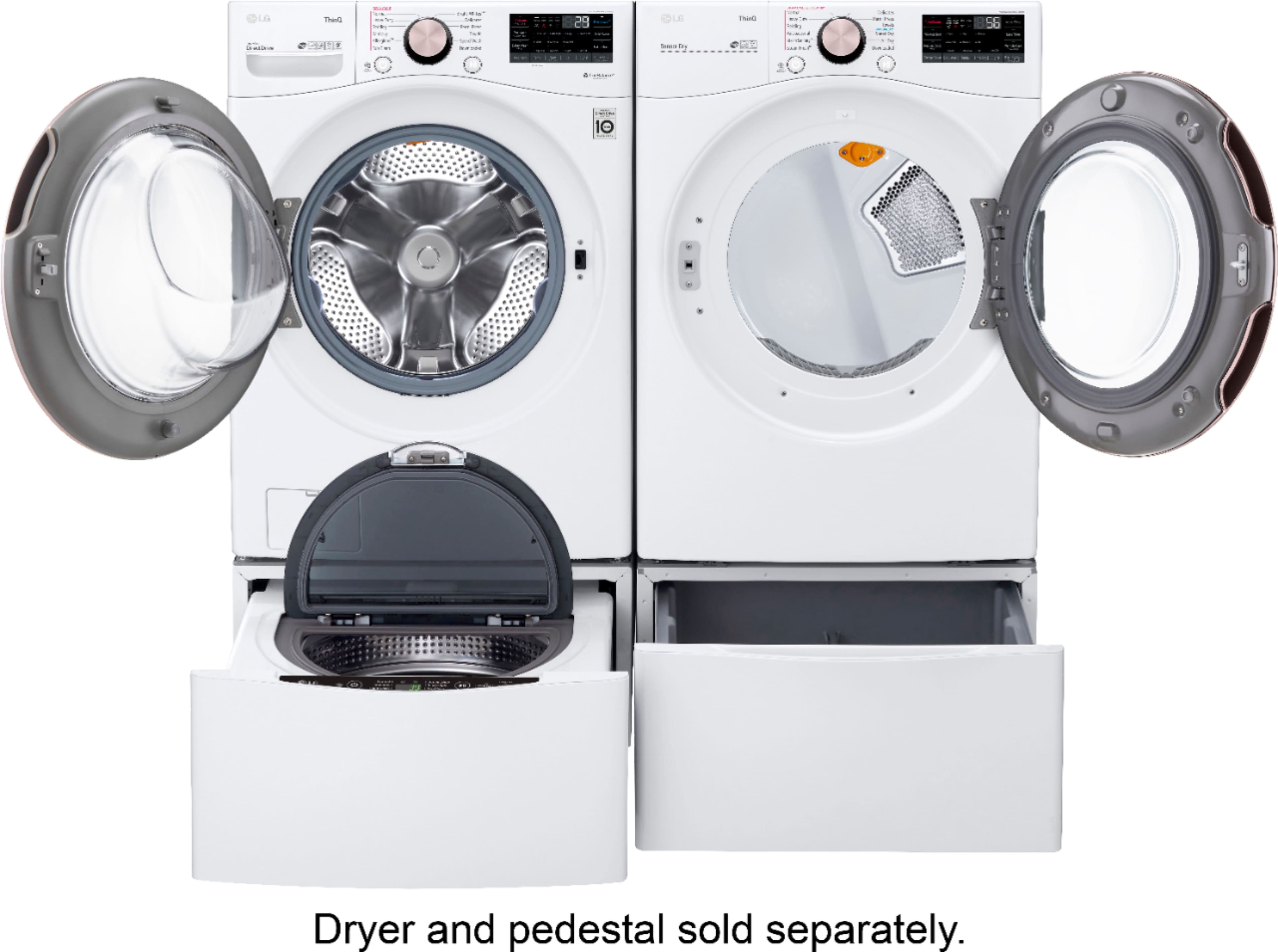 Alt View 28. LG - 4.5 Cu. Ft. High-Efficiency Stackable Smart Front Load Washer with Steam and Built-In Intelligence - White.