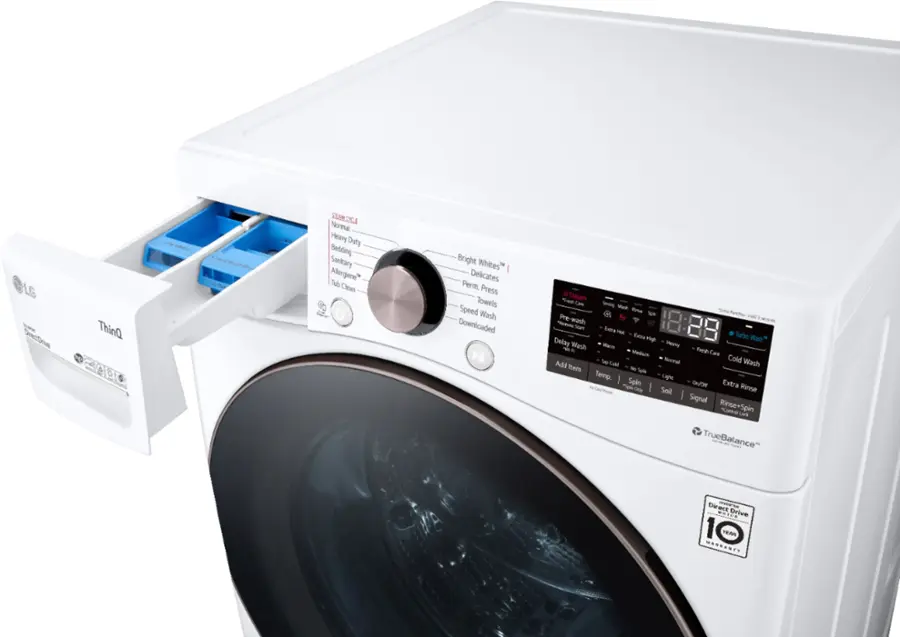 Alt View 6. LG - 4.5 Cu. Ft. High-Efficiency Stackable Smart Front Load Washer with Steam and Built-In Intelligence - White.