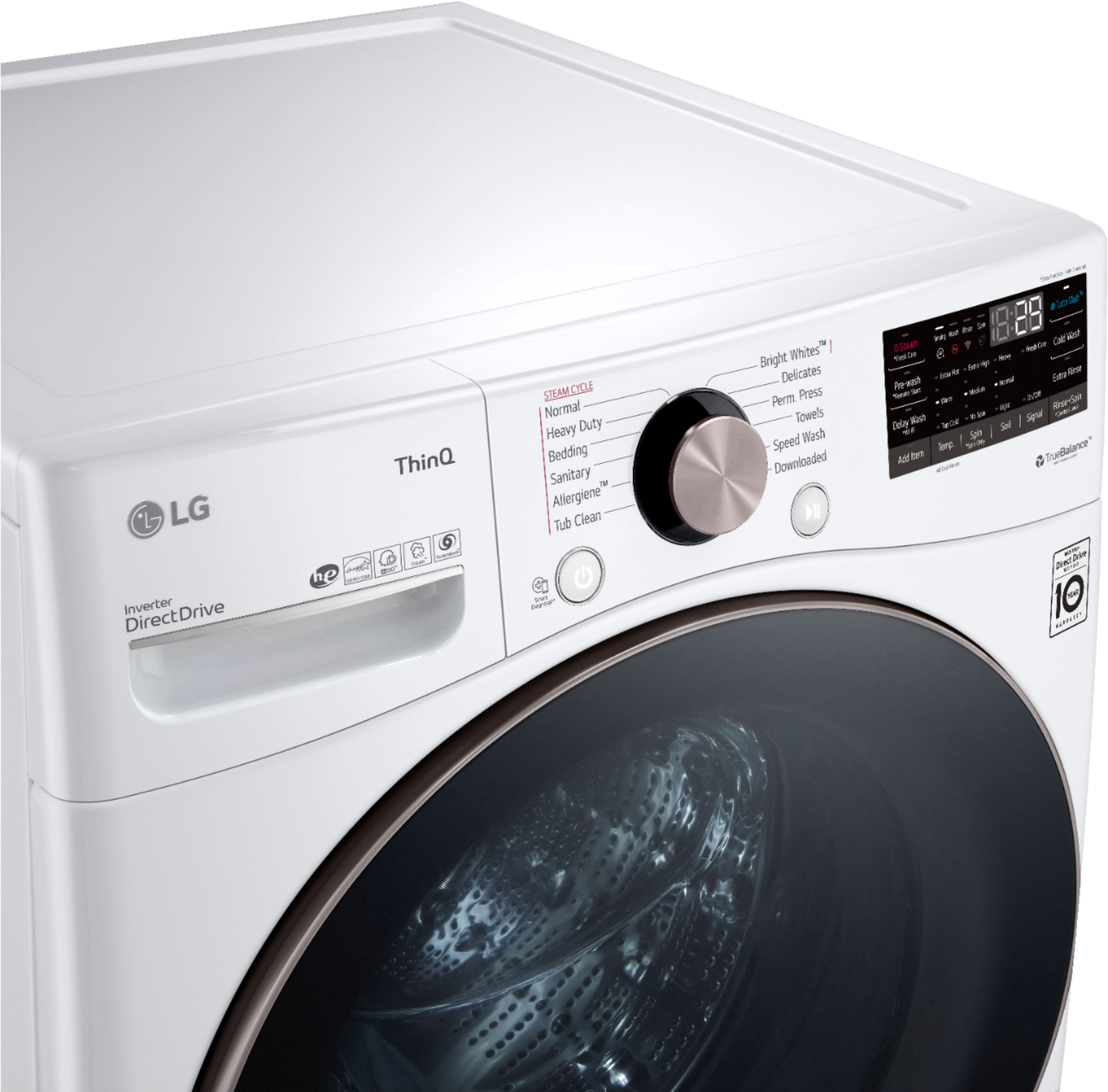 Alt View 14. LG - 4.5 Cu. Ft. High-Efficiency Stackable Smart Front Load Washer with Steam and Built-In Intelligence - White.