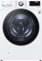 LG - 5.0 Cu. Ft. High-Efficiency Stackable Smart Front Load Washer with Steam and Built-In Intelligence - White - Front_Zoom