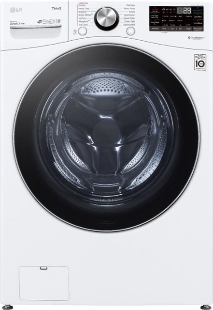 Front Zoom. LG - 5.0 Cu. Ft. High Efficiency Stackable Smart Front-Load Washer with Steam and Built-In Intelligence - White.