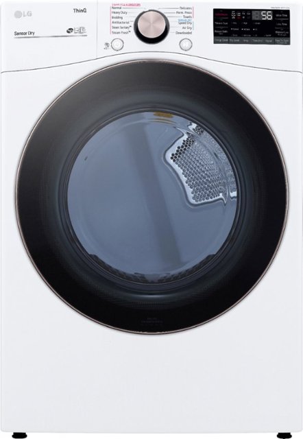 Front Zoom. LG - 7.4 Cu. Ft. Stackable Smart Gas Dryer with Steam and Built-In Intelligence - White.