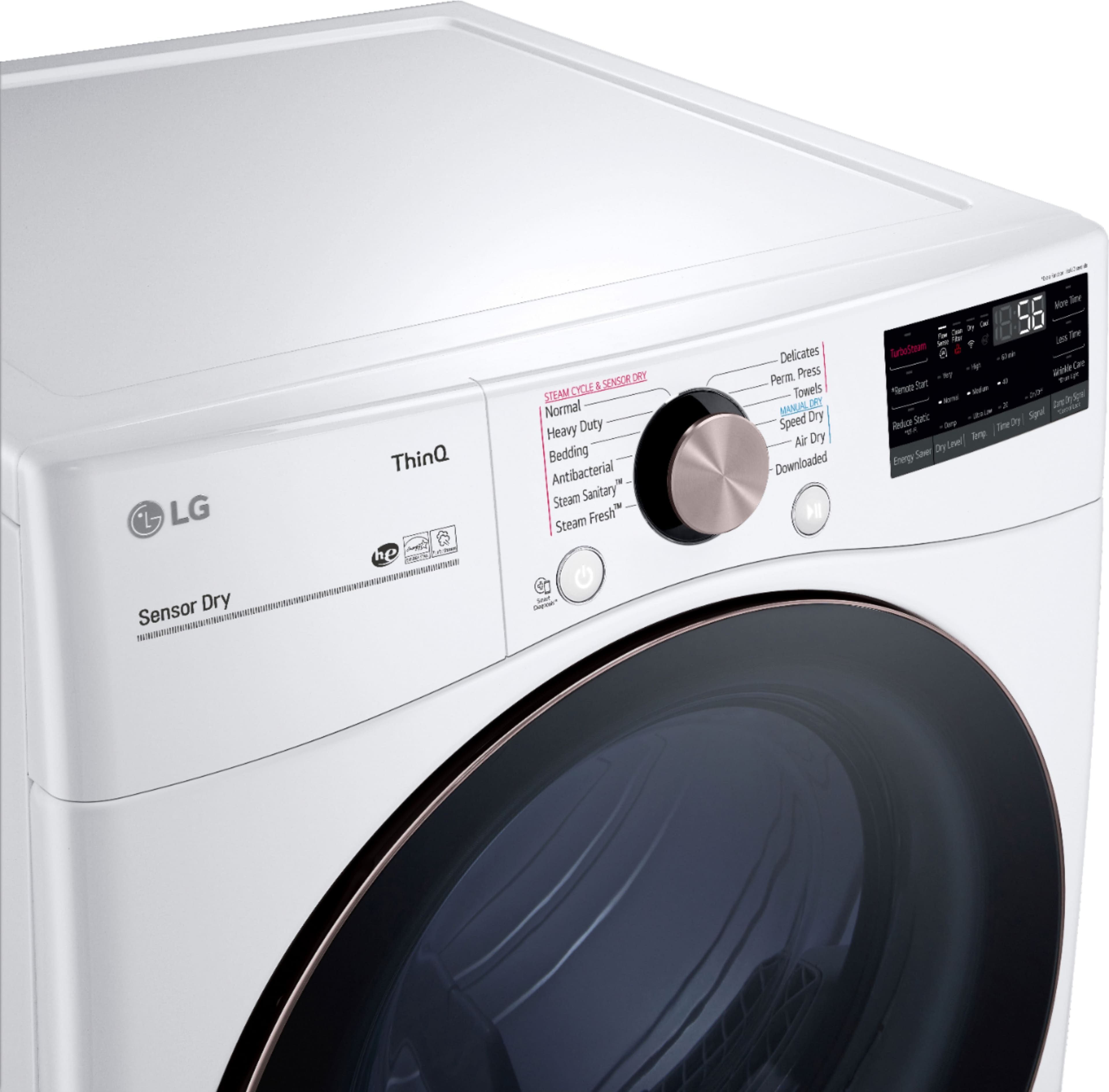 Alt View 12. LG - 7.4 Cu. Ft. Stackable Smart Gas Dryer with Steam and Built-In Intelligence - White.