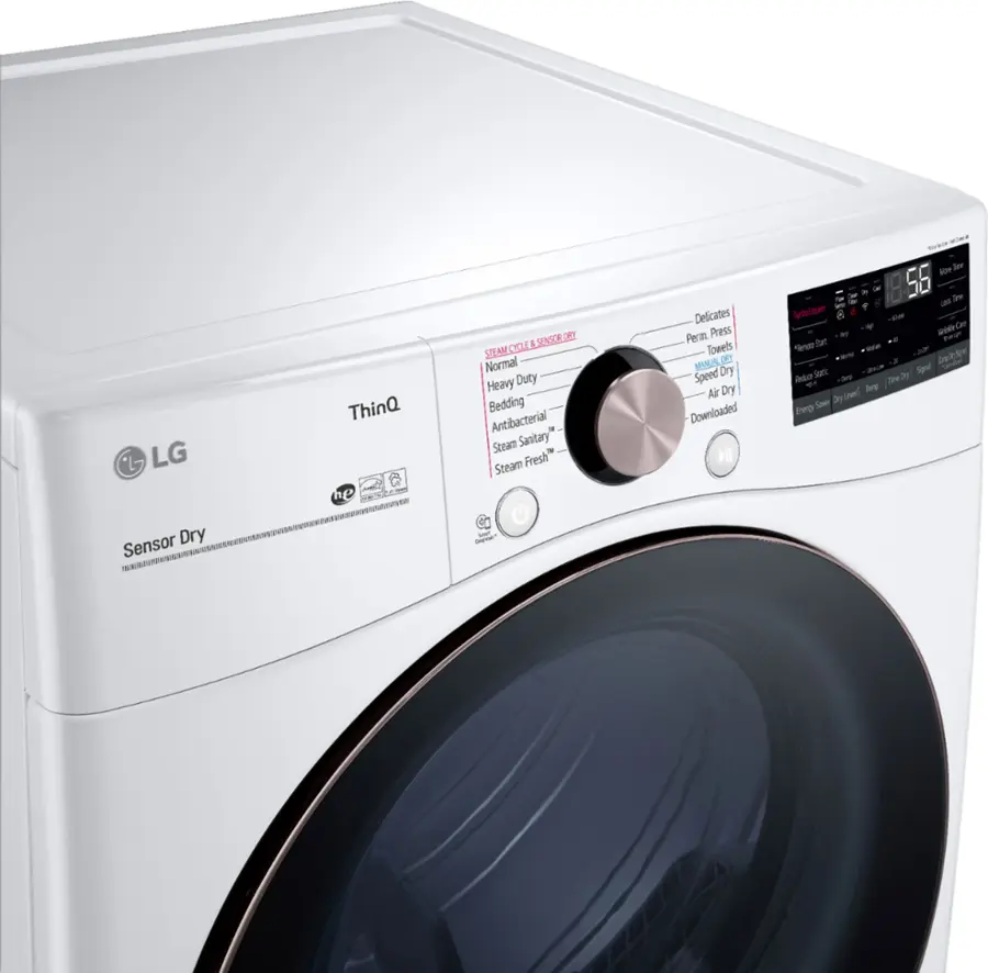 Alt View 12. LG - 7.4 Cu. Ft. Stackable Smart Gas Dryer with Steam and Built-In Intelligence - White.