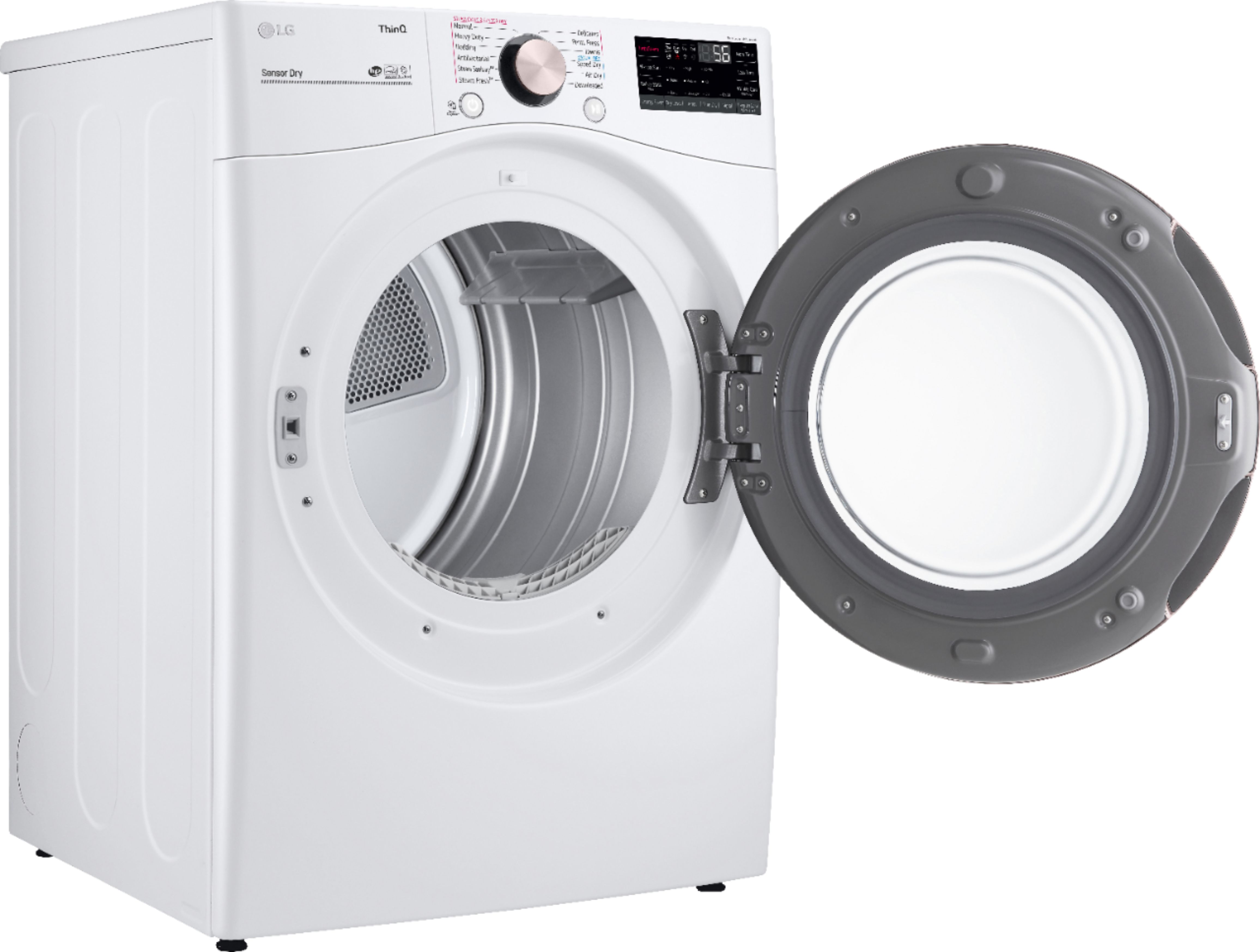Left View: LG - 7.4 Cu. Ft. Stackable Smart Gas Dryer with Steam and Built-In Intelligence - White