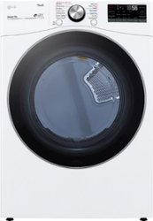 LG - 7.4 Cu. Ft. Stackable Smart Electric Dryer with Steam and Built-In Intelligence - White - Front_Zoom
