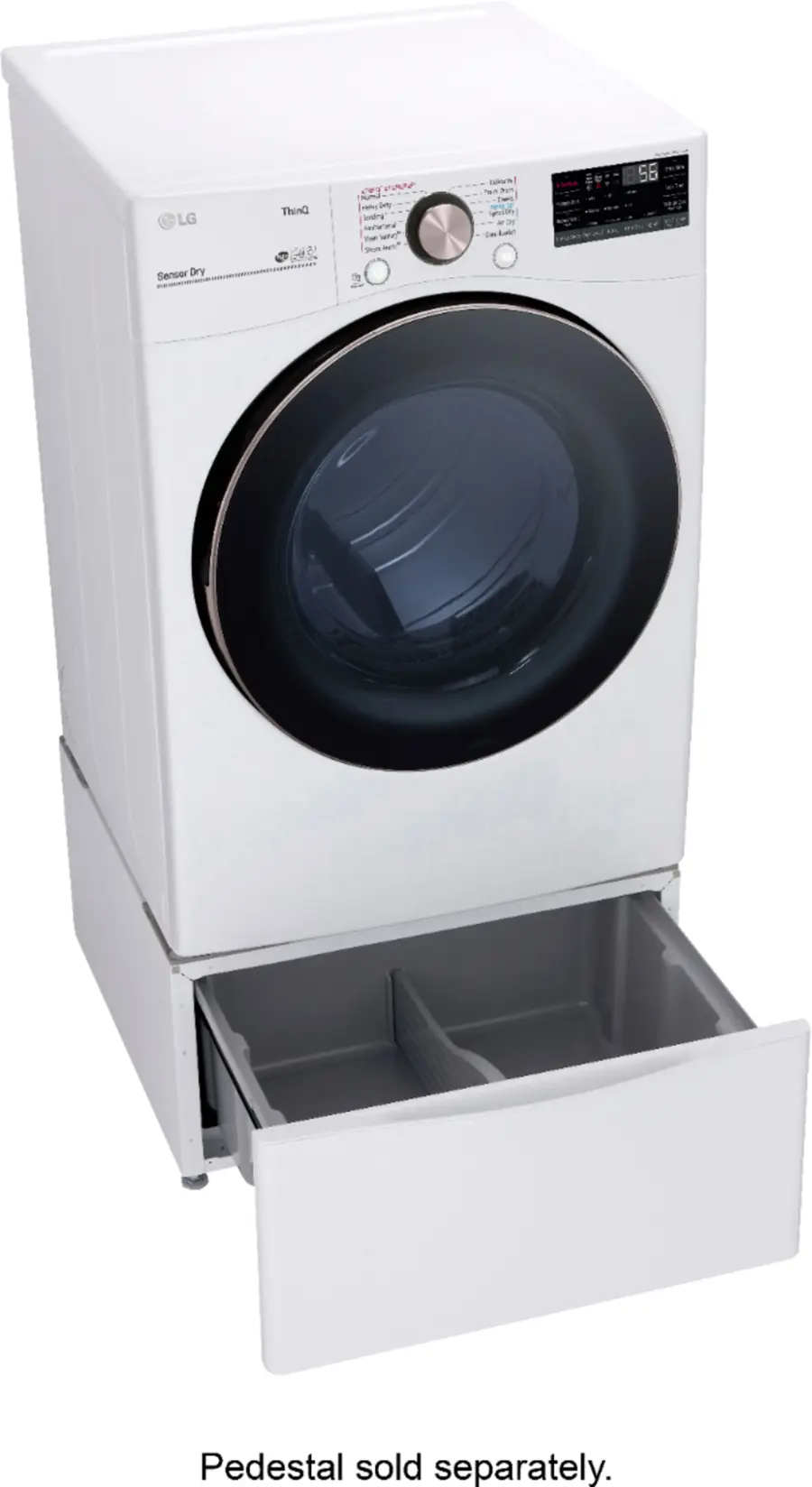 Alt View 17. LG - 7.4 Cu. Ft. Stackable Smart Electric Dryer with Steam and Built-In Intelligence - White.