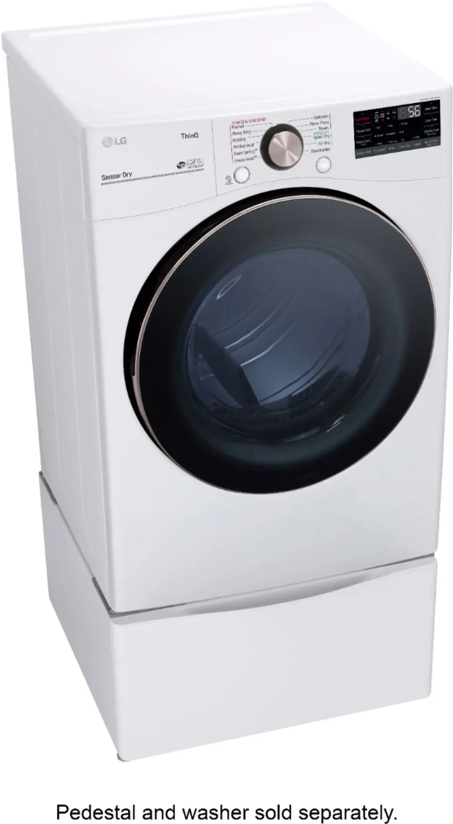 Alt View 21. LG - 7.4 Cu. Ft. Stackable Smart Electric Dryer with Steam and Built-In Intelligence - White.
