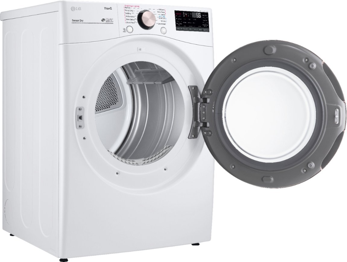 Zoom in on Left Zoom. LG - 7.4 Cu. Ft. Stackable Smart Electric Dryer with Steam and Built-In Intelligence - White.