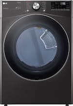 LG - 7.4 Cu. Ft. Stackable Smart Electric Dryer with Steam and Built In Intelligence - Black Steel - Front_Standard