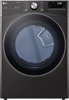 LG - 7.4 Cu. Ft. Stackable Smart Electric Dryer with Steam and Built In Intelligence - Black steel - Front_Zoom
