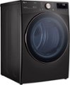 Angle Zoom. LG - 7.4 Cu. Ft. Stackable Smart Electric Dryer with Steam and Built-In Intelligence - Black Steel.