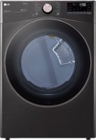 LG - 7.4 Cu. Ft. Stackable Smart Electric Dryer with Steam and Built-In Intelligence - Black steel - Front_Zoom