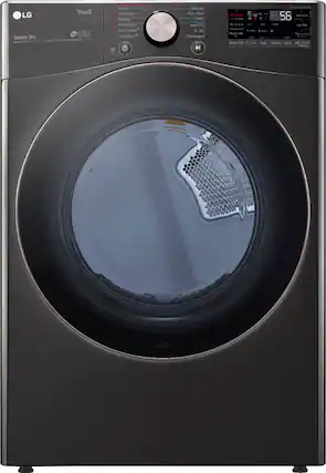 Front. LG - 7.4 Cu. Ft. Stackable Smart Electric Dryer with Steam and Built-In Intelligence - Black Steel.