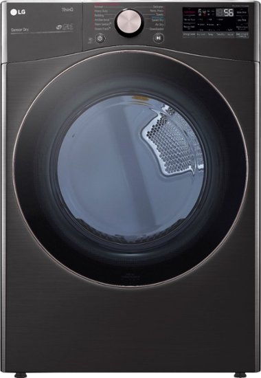 LG - 7.4 Cu. Ft. Stackable Smart Electric Dryer with Steam and Built-In Intelligence - Black steel