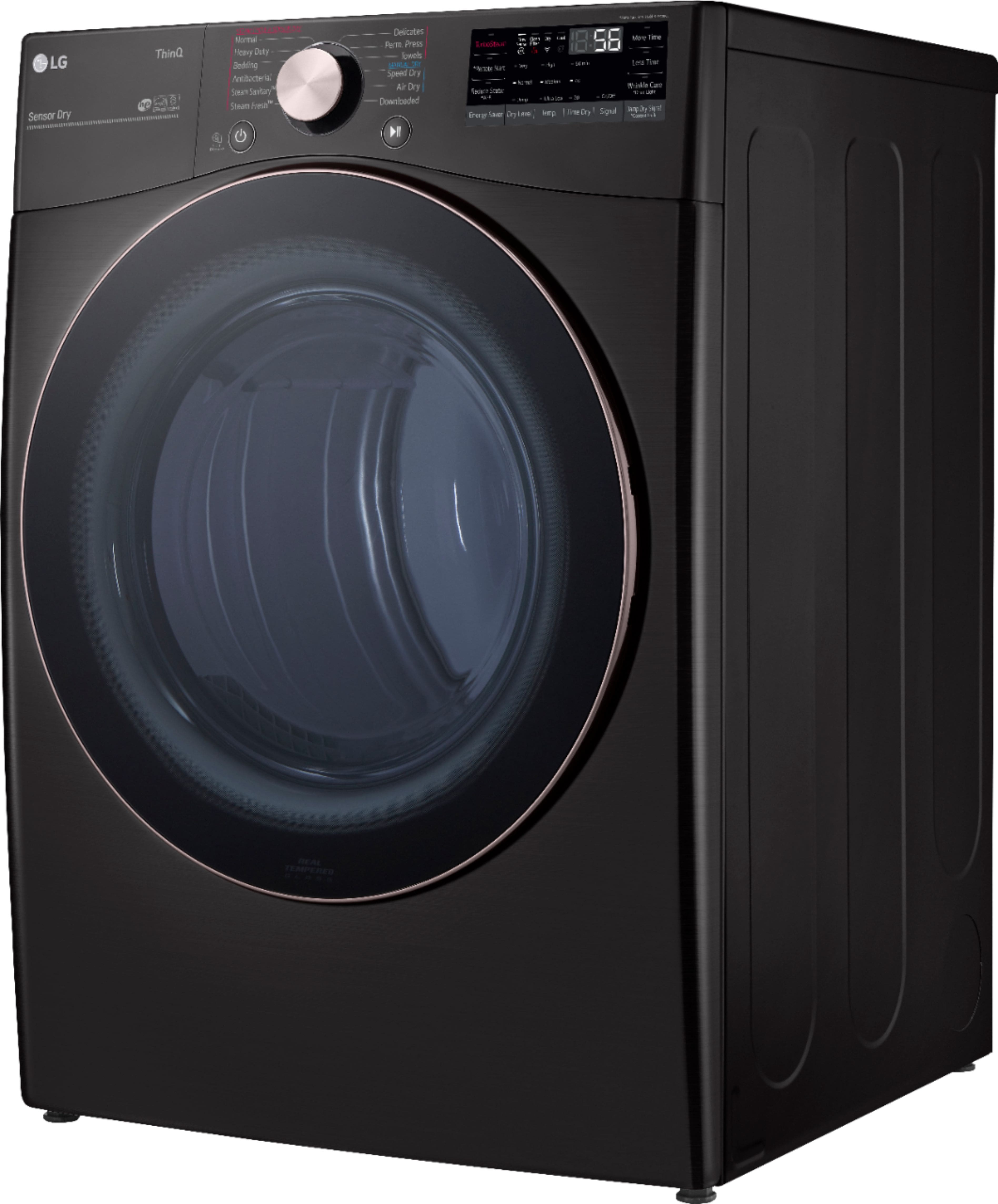 Alt View 12. LG - 7.4 Cu. Ft. Stackable Smart Electric Dryer with Steam and Built-In Intelligence - Black Steel.
