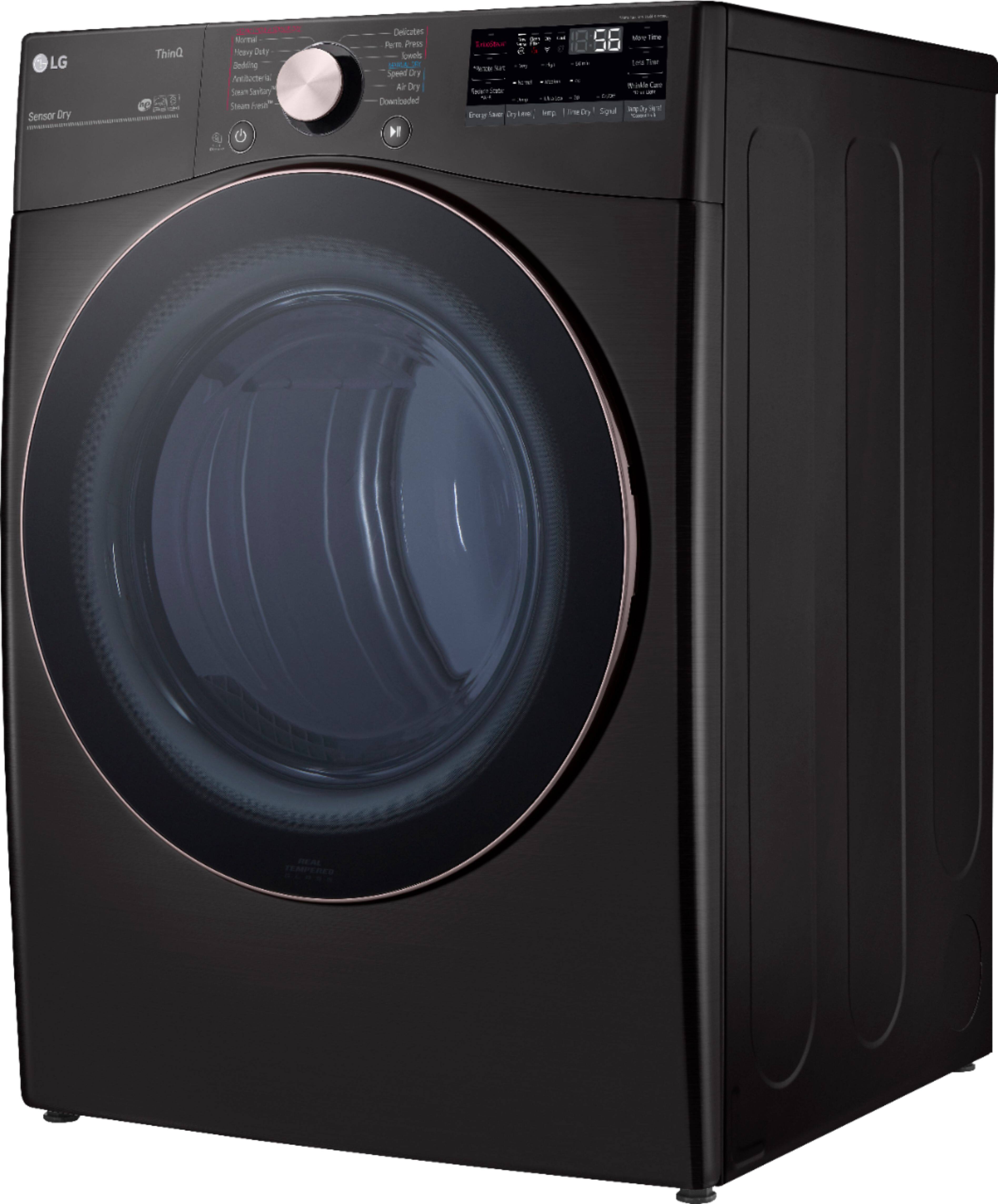 Alt View 12. LG - 7.4 Cu. Ft. Stackable Smart Electric Dryer with Steam and Built-In Intelligence - Black Steel.